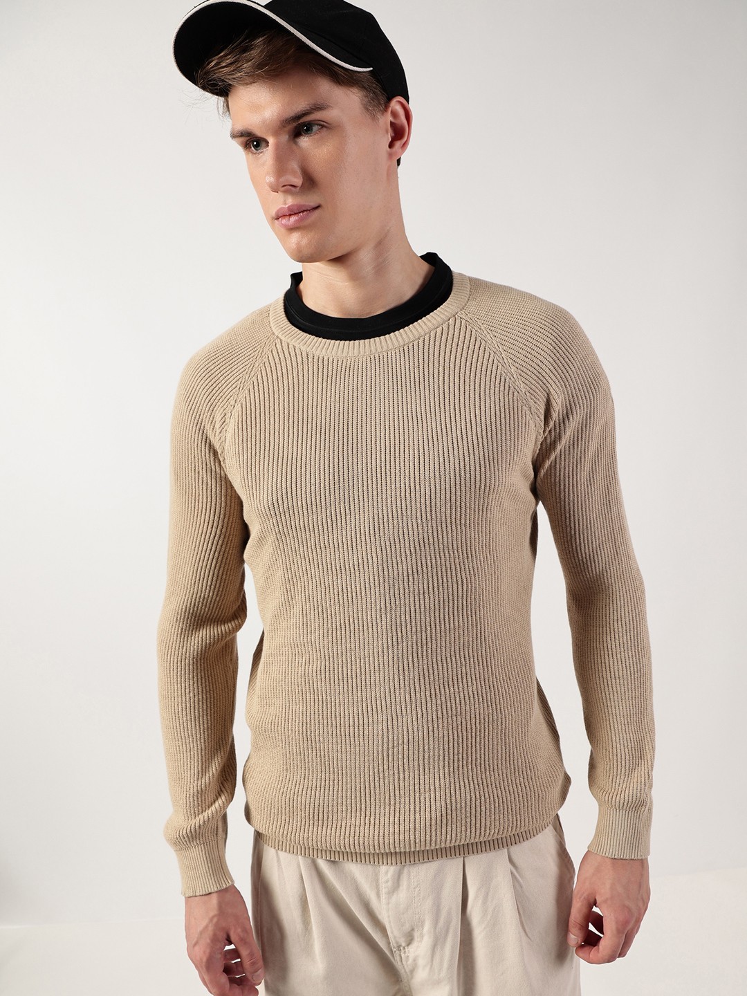 Thomas Scott Men Ribbed Self Design Round Neck Cotton Pullover Ribbed Sweater, Brown
Thomas Scott Men Ribbed Self Design Round Neck Cotton Pullover Ribbed Sweater, Brown