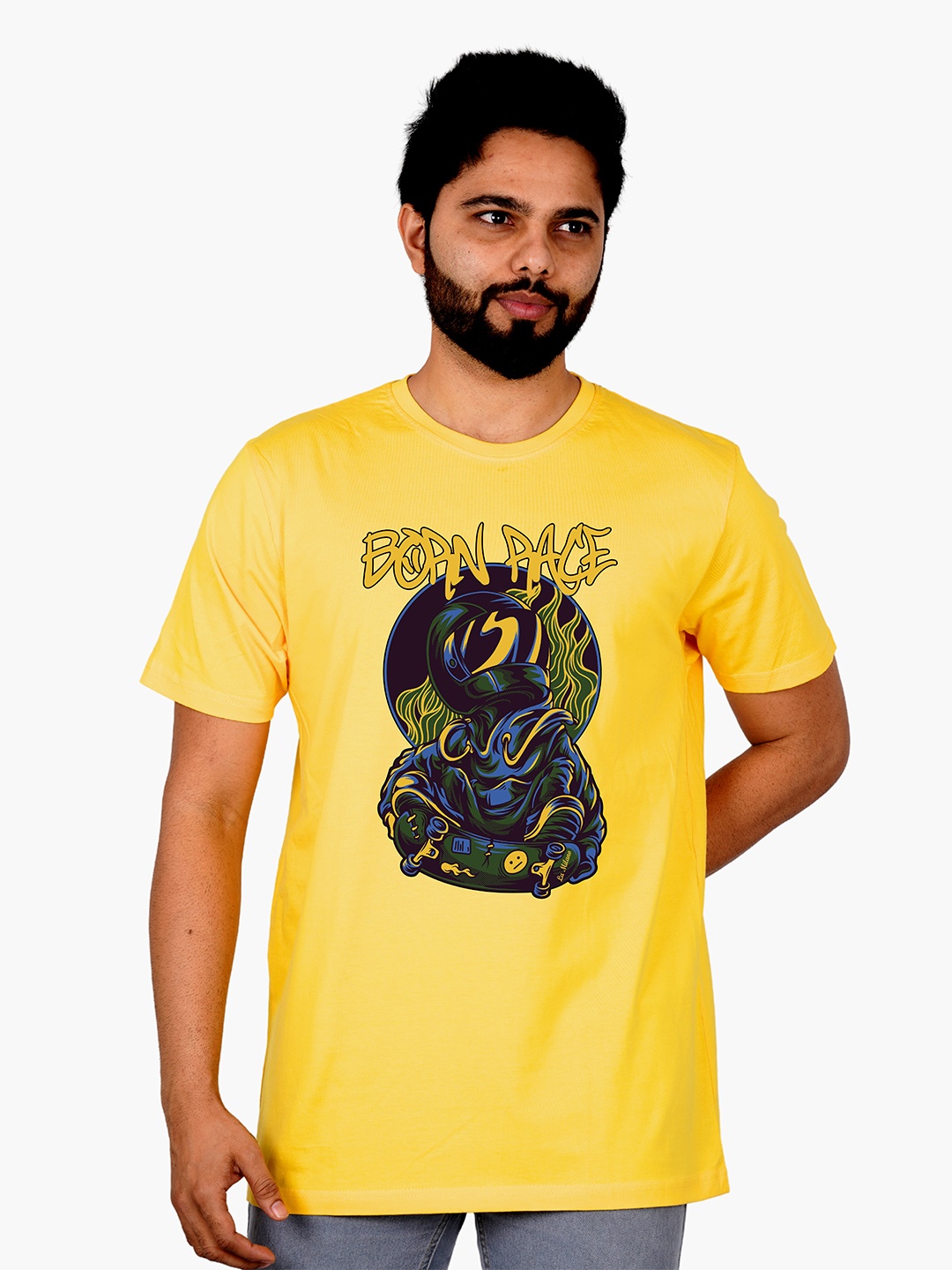 LA MILANO Men Graphic Printed Round Neck Pure Cotton Slim Fit T-shirt, Yellow
LA MILANO Men Graphic Printed Round Neck Pure Cotton Slim Fit T-shirt, Yellow
