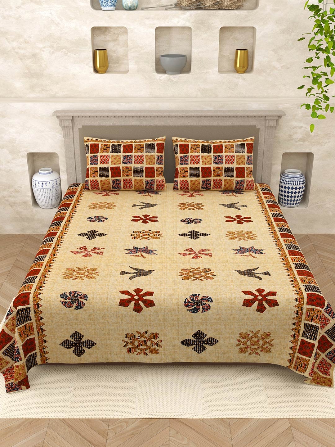 Varde Elegant Selection Beige Floral Pure Cotton 210 TC Queen Bedsheet Set 2.20m x 2.65m
Varde Elegant Selection Beige Floral Pure Cotton 210 TC Queen Bedsheet Set 2.20m x 2.65m