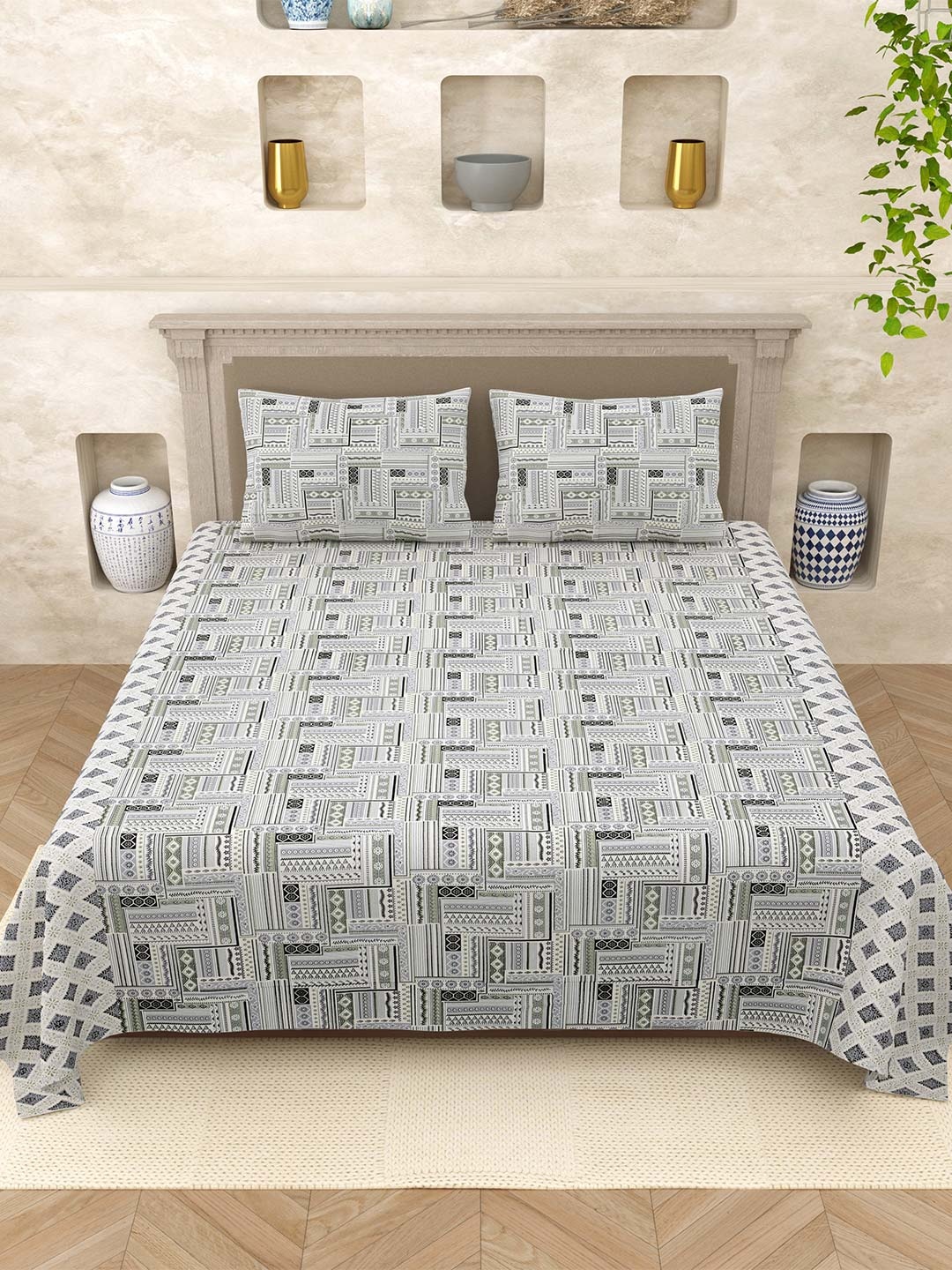 Varde Elegant Selection Grey Geometric Pure Cotton 210TC Queen Bedsheet Set 2.20m x 2.65m
Varde Elegant Selection Grey Geometric Pure Cotton 210TC Queen Bedsheet Set 2.20m x 2.65m