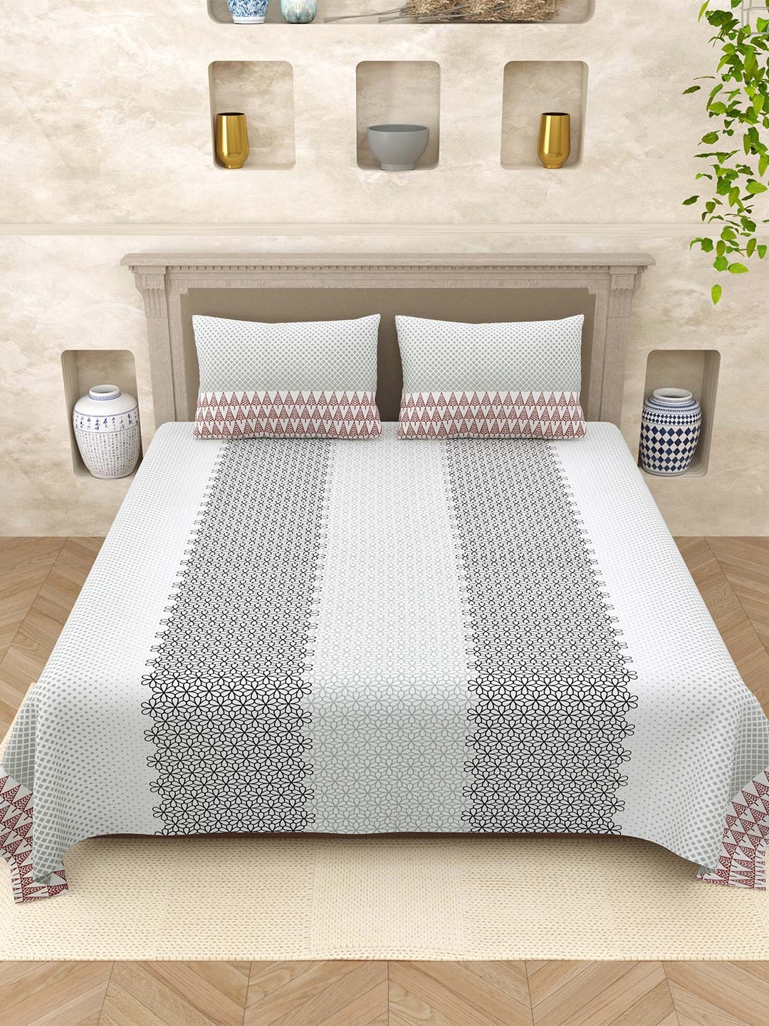 Varde Elegant Selection Black Floral Pure Cotton 210 TC Queen Bedsheet Set 2.20 m x 2.65 m
Varde Elegant Selection Black Floral Pure Cotton 210 TC Queen Bedsheet Set 2.20 m x 2.65 m