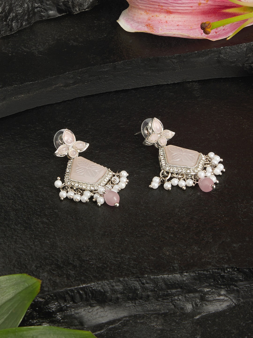 Zaveri Pearls Silver-Plated Austrian Diamond Stone Studded & Beaded Drop Earrings
Zaveri Pearls Silver-Plated Austrian Diamond Stone Studded & Beaded Drop Earrings