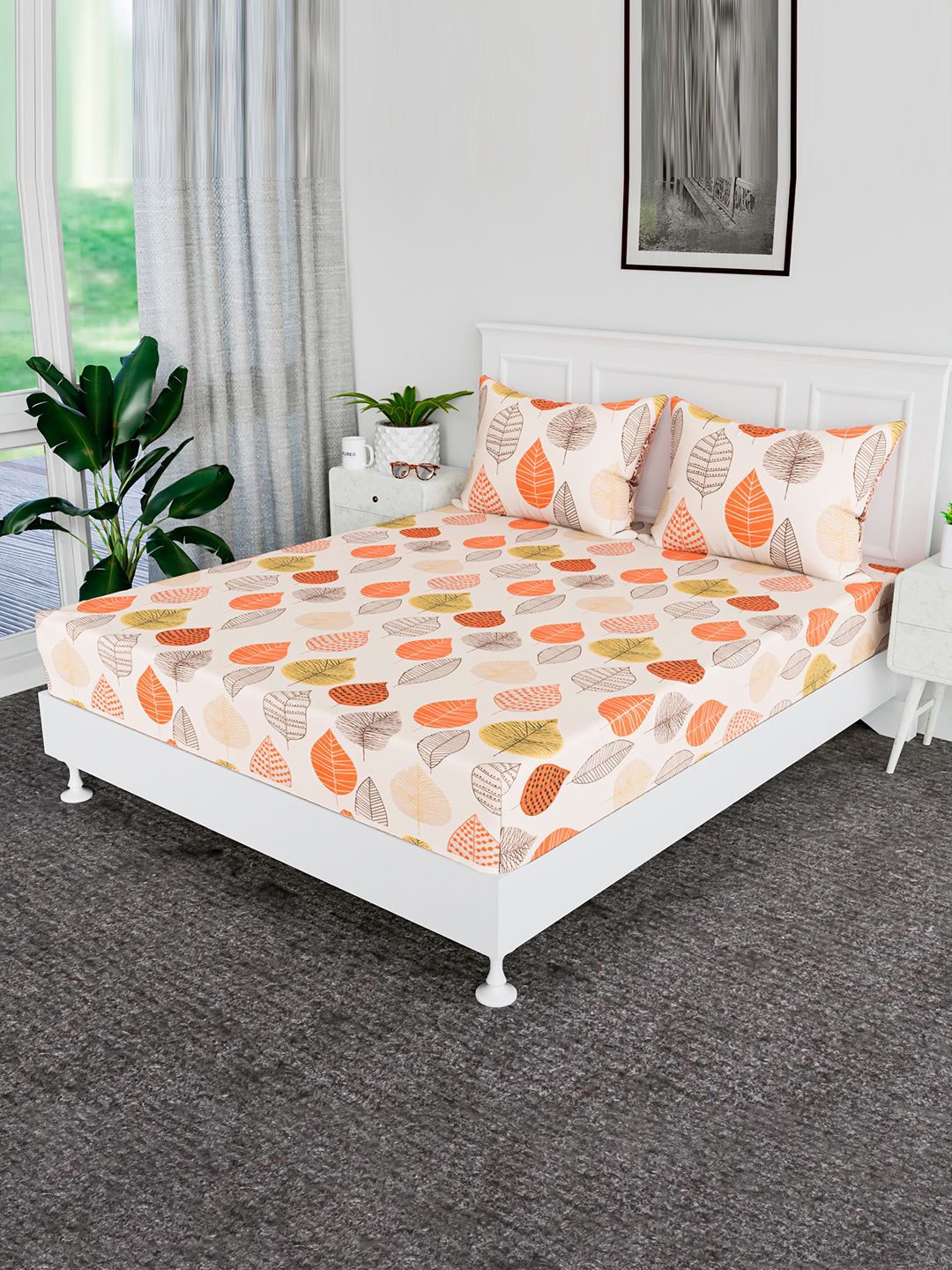 Kuber Industries Peach Geometric 120 TC Cotton Fitted Queen Bedsheet & 2 Pillow Covers
Kuber Industries Peach Geometric 120 TC Cotton Fitted Queen Bedsheet & 2 Pillow Covers