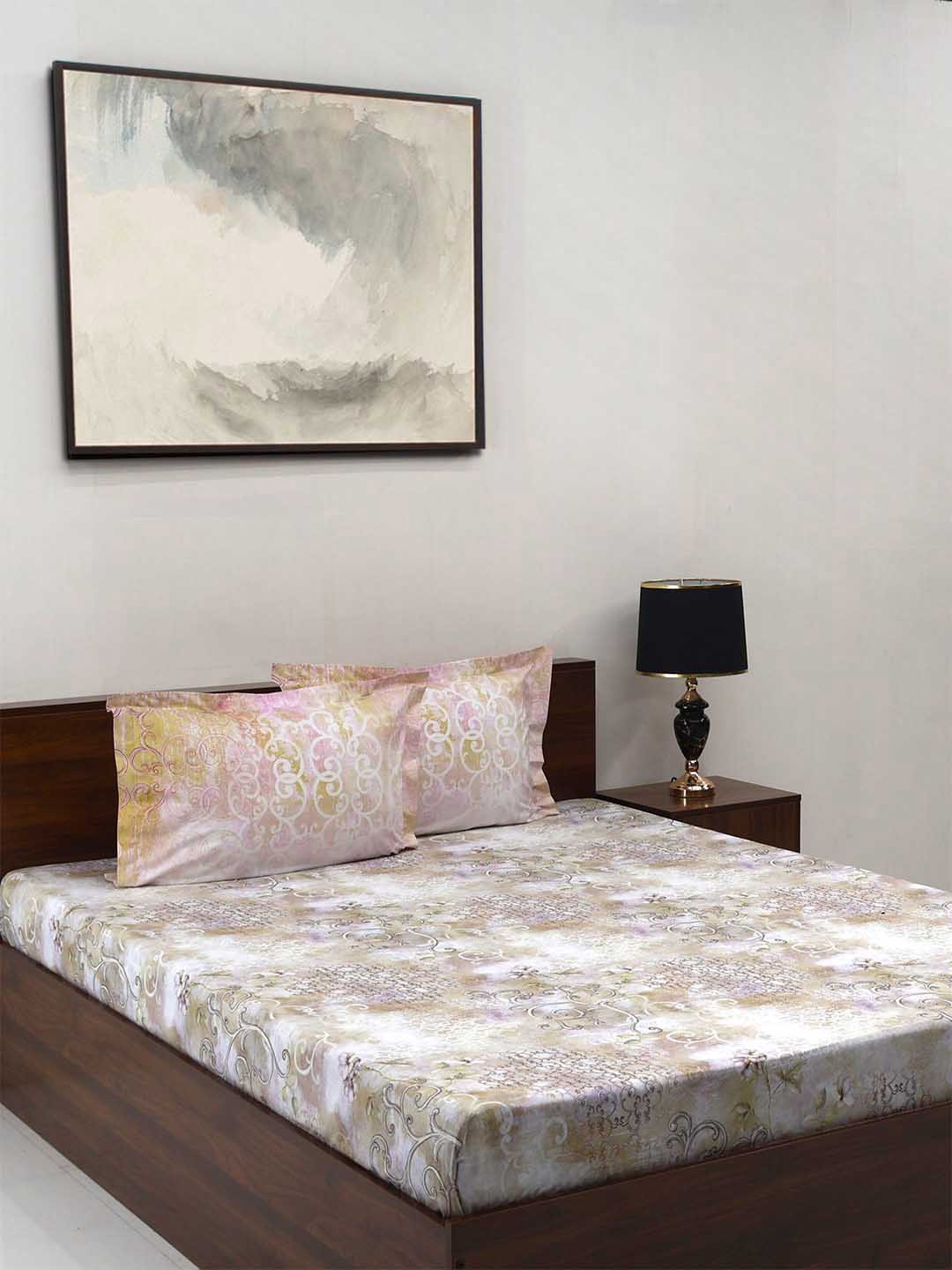 BOMBAY DYEING Fantasque Beige Floral Printed Cotton180 TC King Bedsheet Set 2.74 x 2.74 m
BOMBAY DYEING Fantasque Beige Floral Printed Cotton180 TC King Bedsheet Set 2.74 x 2.74 m