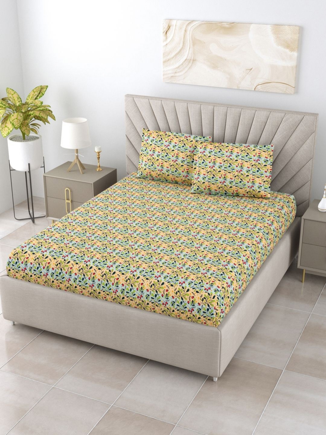 BOMBAY DYEING Dream Lover Green Floral Printed Cotton 104TC King Bedsheet Set 2.74 x 2.74m
BOMBAY DYEING Dream Lover Green Floral Printed Cotton 104TC King Bedsheet Set 2.74 x 2.74m