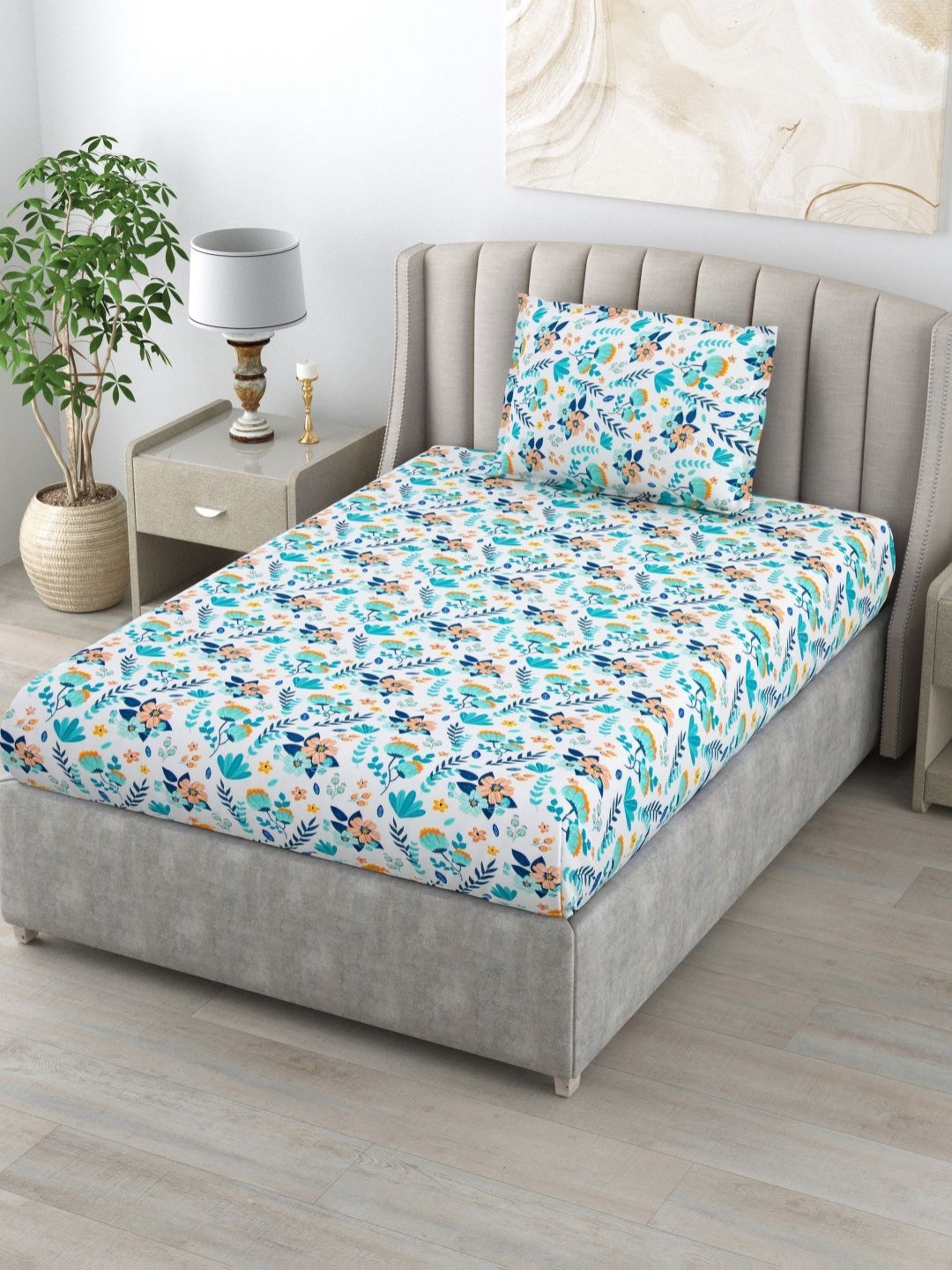BOMBAY DYEING Dream Lover Blue Floral Cotton 104 TC Single Bedsheet Set 2.24 m x 1.4 m
BOMBAY DYEING Dream Lover Blue Floral Cotton 104 TC Single Bedsheet Set 2.24 m x 1.4 m