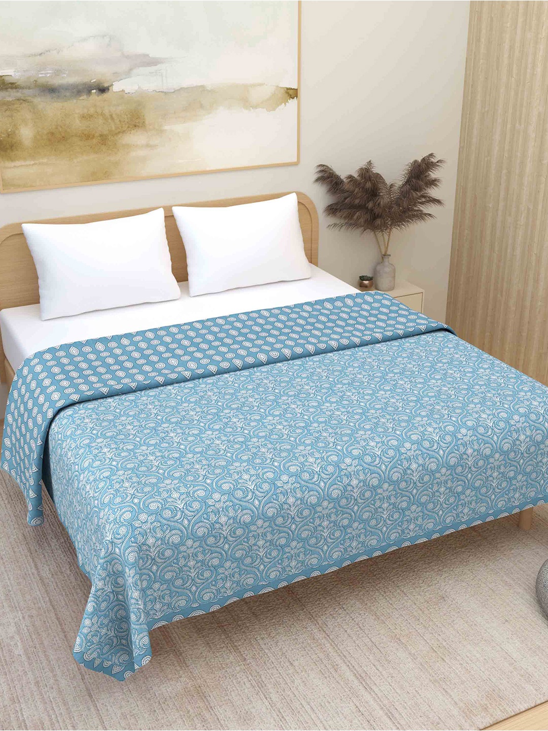Plarsh Comfort Blue Printed Premium Soft 300 GSM Pure Cotton Reversible Double Bed Dohar
Plarsh Comfort Blue Printed Premium Soft 300 GSM Pure Cotton Reversible Double Bed Dohar