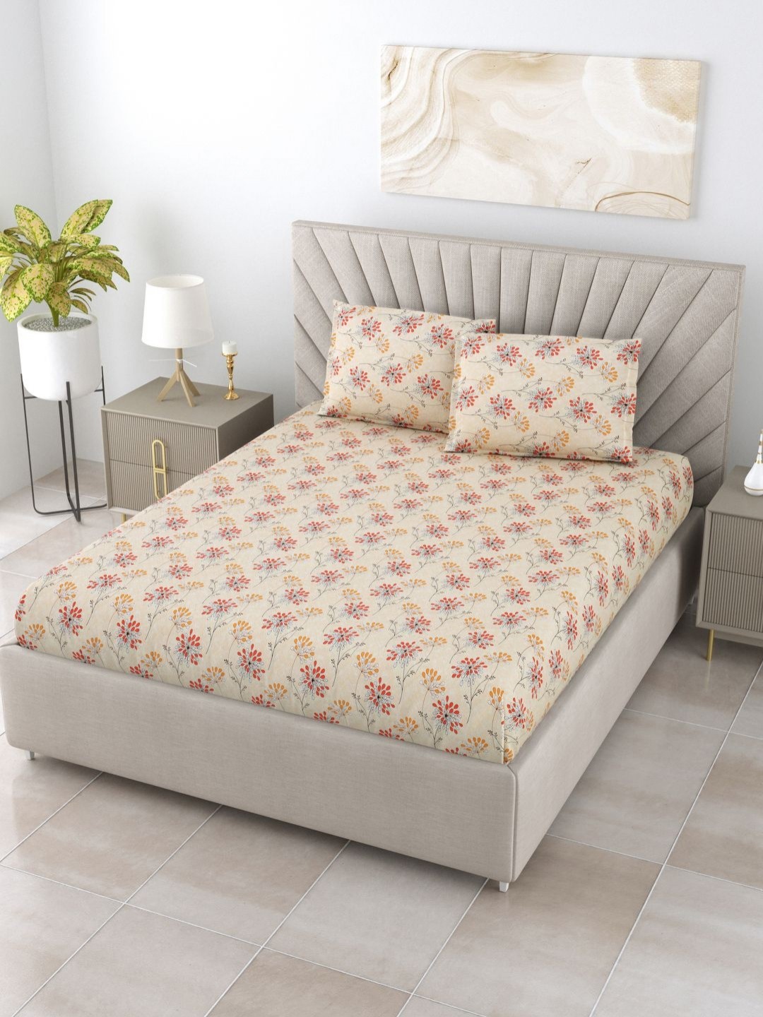 BOMBAY DYEING Epigram Mustard Printed Pure Cotton 120 TC Queen Bedsheet Set 2.24 X 2.54 m
BOMBAY DYEING Epigram Mustard Printed Pure Cotton 120 TC Queen Bedsheet Set 2.24 X 2.54 m