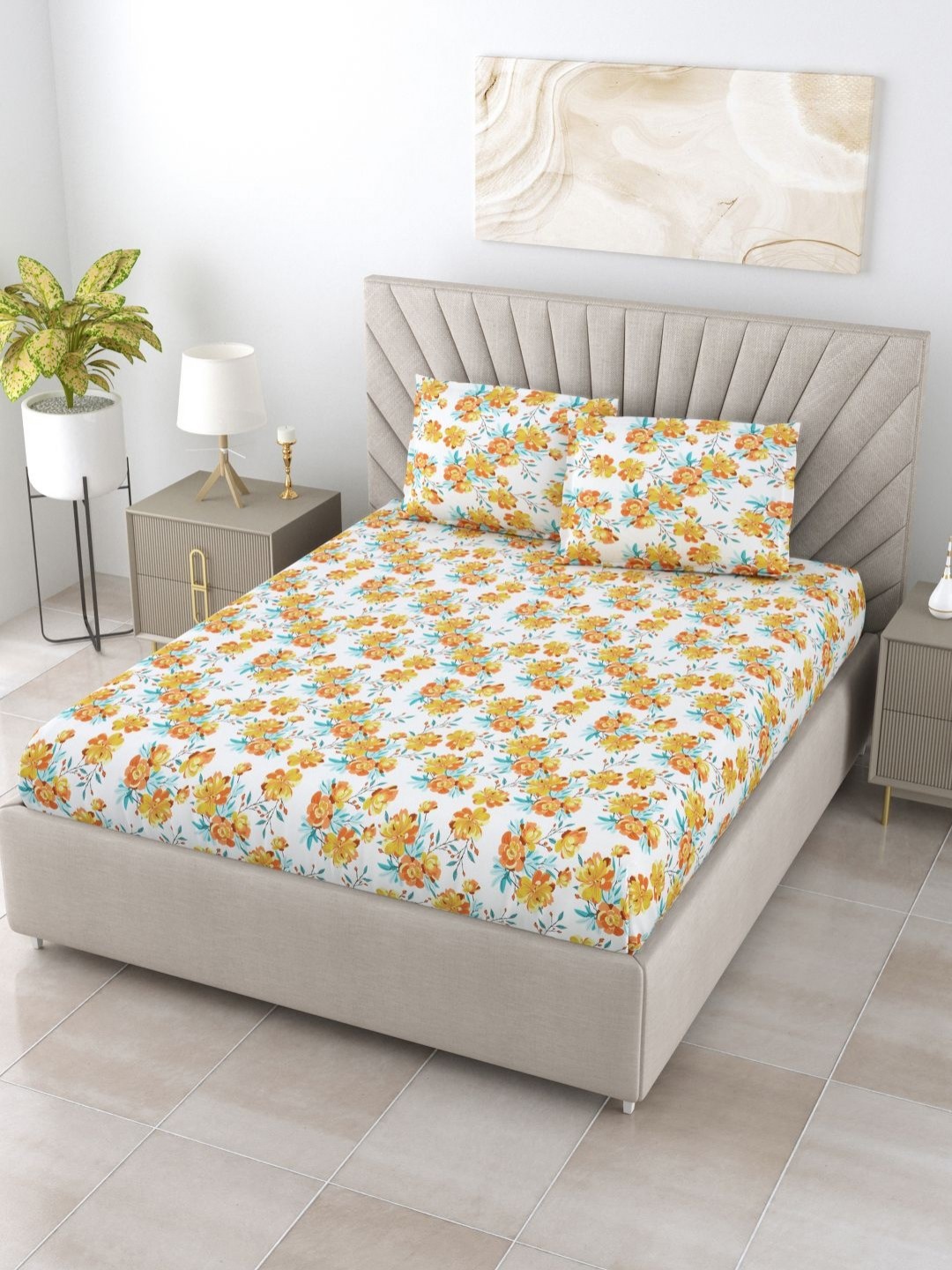 BOMBAY DYEING Florentine Brown Floral Pure Cotton 144 TC King Bedsheet Set 2.74 m X 2.74 m
BOMBAY DYEING Florentine Brown Floral Pure Cotton 144 TC King Bedsheet Set 2.74 m X 2.74 m