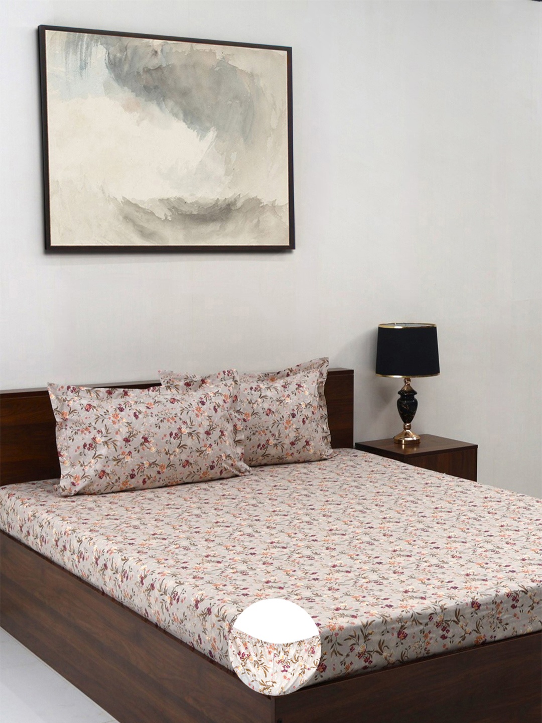 BOMBAY DYEING Allure Brown Floral Cotton 144TC Fitted Queen Bedsheet Set-1.52mX1.98mX 30cm
BOMBAY DYEING Allure Brown Floral Cotton 144TC Fitted Queen Bedsheet Set-1.52mX1.98mX 30cm