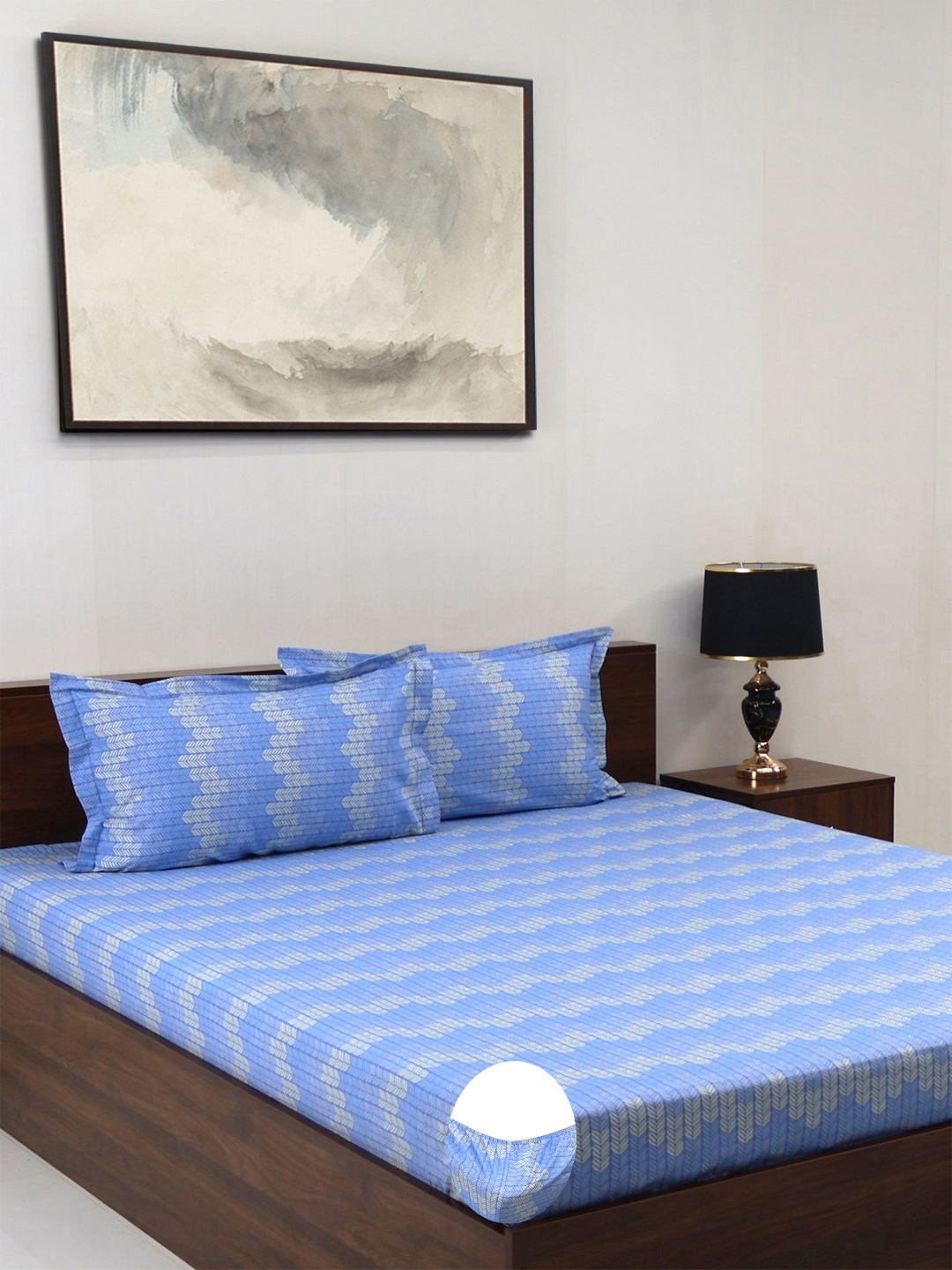 BOMBAY DYEING Allure Blue Floral Cotton 144 TC Fitted King Bedsheet Set-1.83mX1.98mX 30 cm
BOMBAY DYEING Allure Blue Floral Cotton 144 TC Fitted King Bedsheet Set-1.83mX1.98mX 30 cm