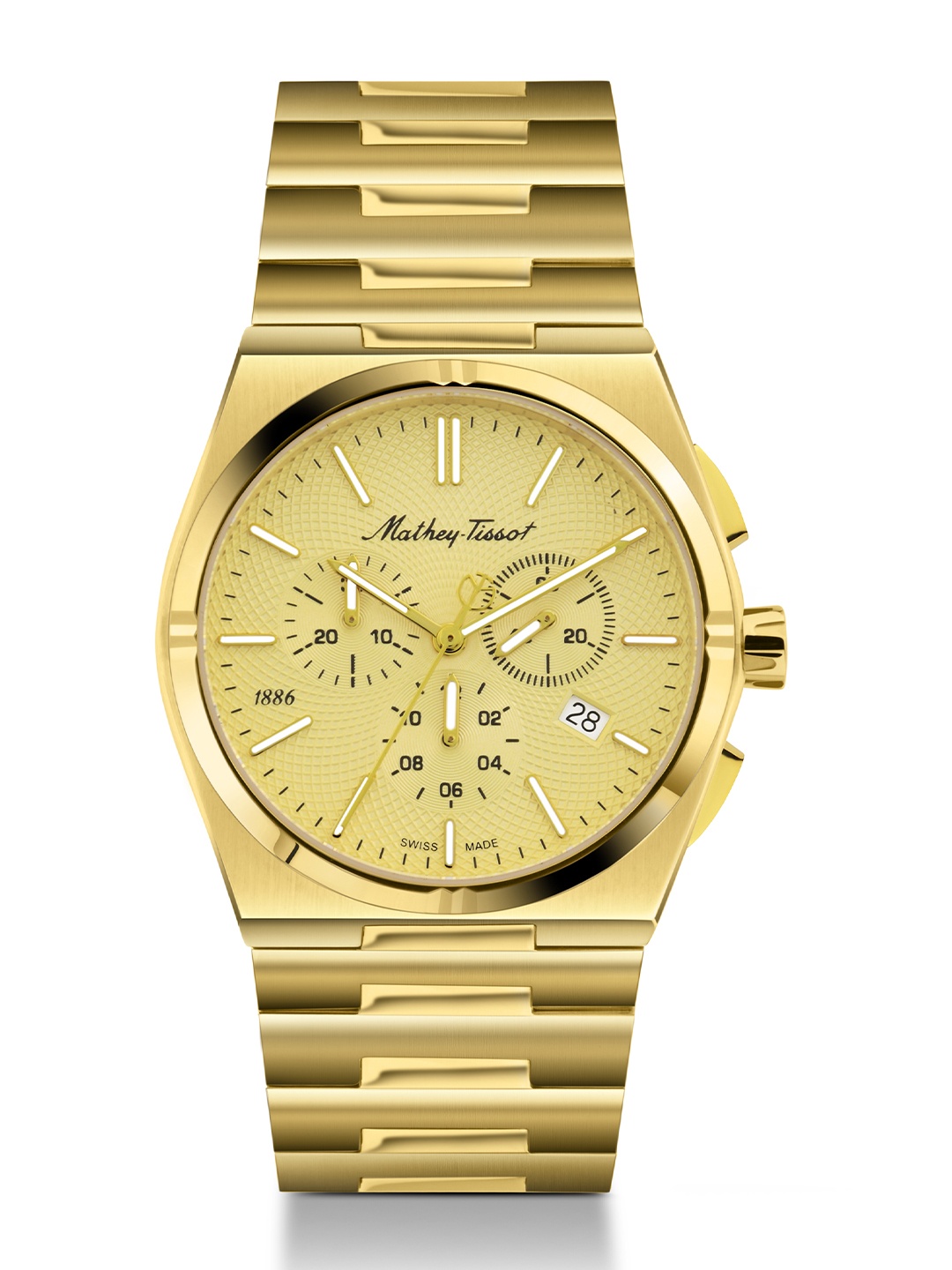 Mathey-Tissot Swiss Made Zeus Chrono Gold Stainless Steel Dial Quartz Men Watch-H118CHPDI
Mathey-Tissot Swiss Made Zeus Chrono Gold Stainless Steel Dial Quartz Men Watch-H118CHPDI