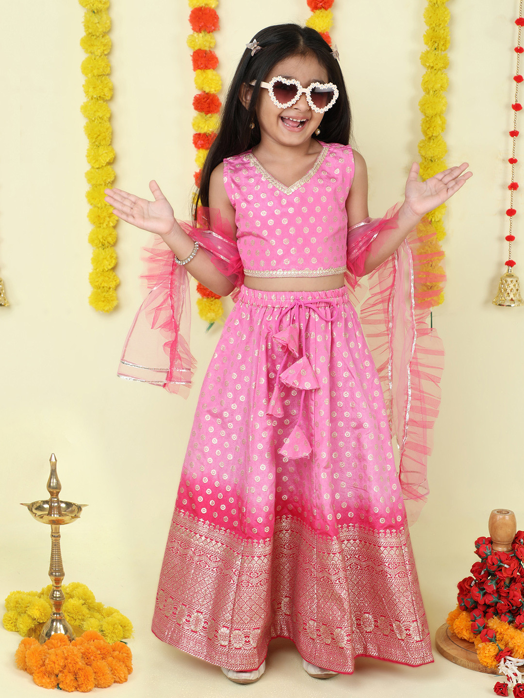 The Magic Wand Girls Floral Printed Ready to Wear Lehenga & Blouse With Dupatta, Pink
The Magic Wand Girls Floral Printed Ready to Wear Lehenga & Blouse With Dupatta, Pink
