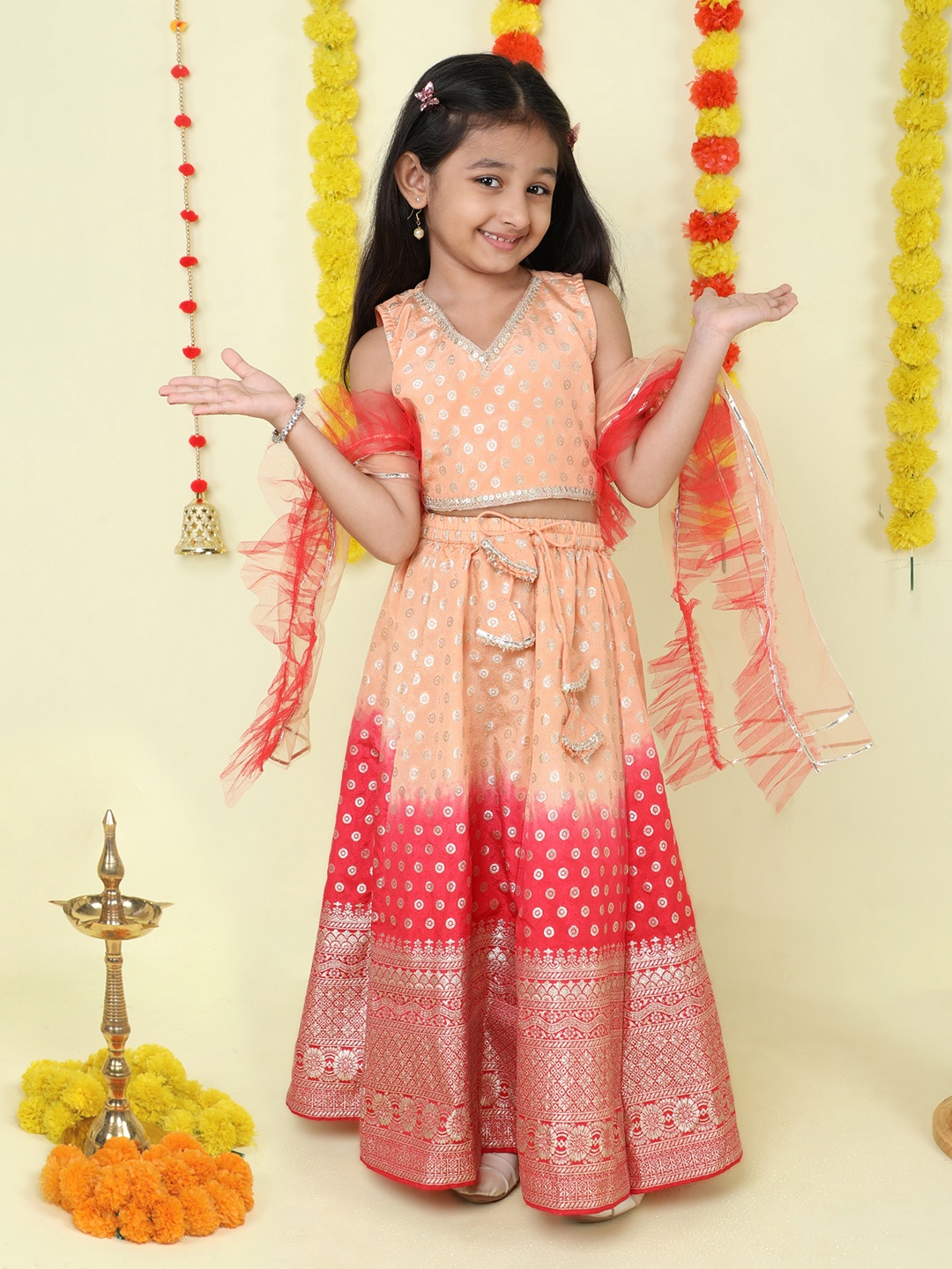 The Magic Wand Girls Floral Printed Ready to Wear Lehenga & Blouse With Dupatta, Peach
The Magic Wand Girls Floral Printed Ready to Wear Lehenga & Blouse With Dupatta, Peach