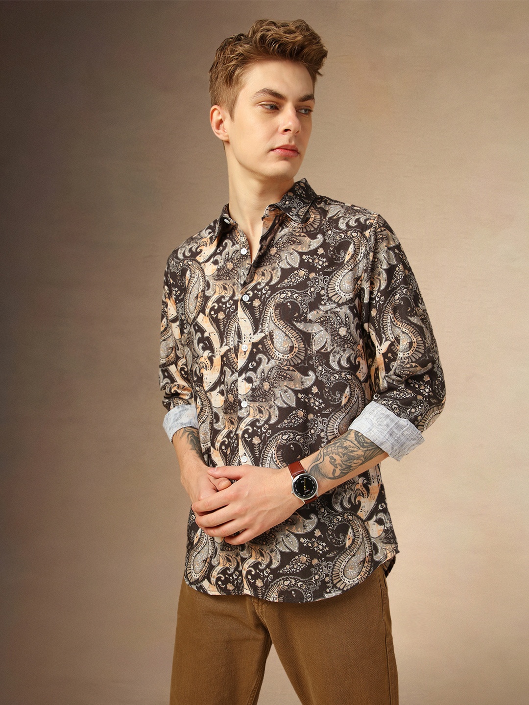 Dennis Lingo Classic Floral Floral Printed Spread Collar Cotton Casual Shirt, Brown
Dennis Lingo Classic Floral Floral Printed Spread Collar Cotton Casual Shirt, Brown