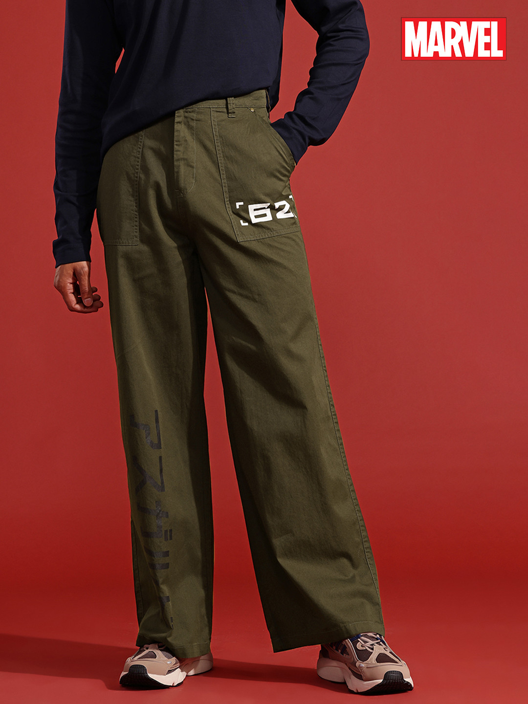 MARVEL STREET Men Pure Cotton Trousers, Olive
MARVEL STREET Men Pure Cotton Trousers, Olive