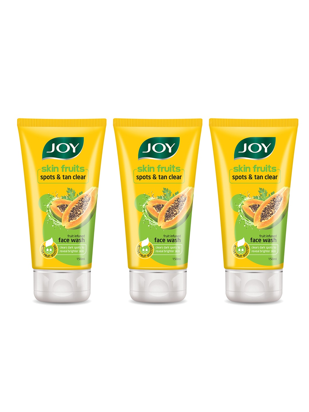 JOY Set Of 3 Skin Fruits Tan Clear Face Wash With Active Fruit Booster - 150ml Each, Yellow
JOY Set Of 3 Skin Fruits Tan Clear Face Wash With Active Fruit Booster - 150ml Each, Yellow