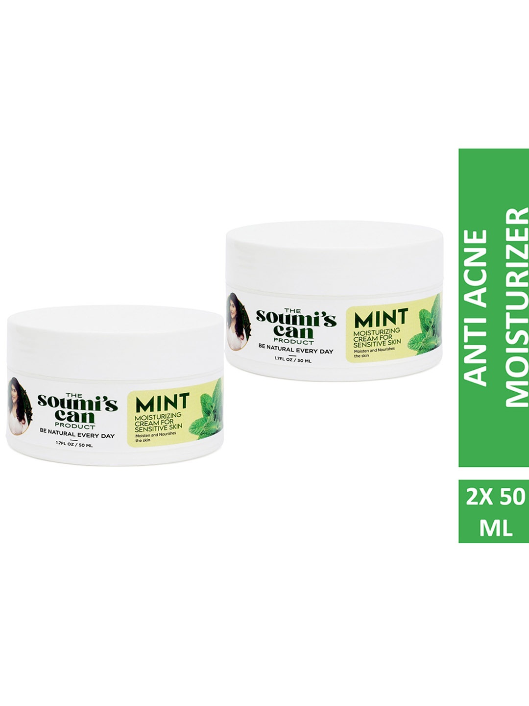 THE SOUMI'S CAN PRODUCT Set Of 2 Mint Moisturizing Cream For Sensitive Skin - 50ml Each, White
THE SOUMI'S CAN PRODUCT Set Of 2 Mint Moisturizing Cream For Sensitive Skin - 50ml Each, White