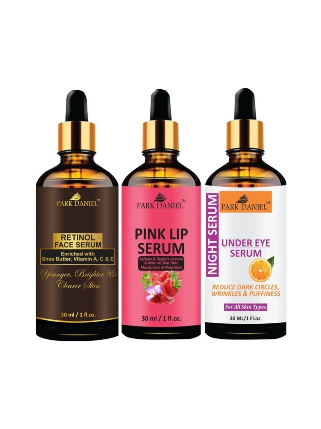 Park Daniel Set Of 3 Retinol Face Serum, Pink Lip Serum & Undereye Serum - 30 ml Each, Multi
Park Daniel Set Of 3 Retinol Face Serum, Pink Lip Serum & Undereye Serum - 30 ml Each, Multi