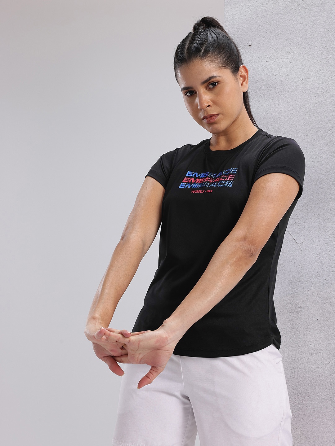 HRX by Hrithik Roshan Women Twin Collection Typography Printed Rapid-Dry Training T-shirt, Black
HRX by Hrithik Roshan Women Twin Collection Typography Printed Rapid-Dry Training T-shirt, Black
