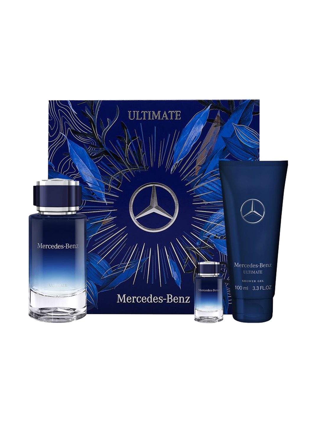 Mercedes Benz Set Of 3 Ultimate Eau De Parfum-120 ml & 7 ml With Shower Gel - 100 ml, Blue
Mercedes Benz Set Of 3 Ultimate Eau De Parfum-120 ml & 7 ml With Shower Gel - 100 ml, Blue