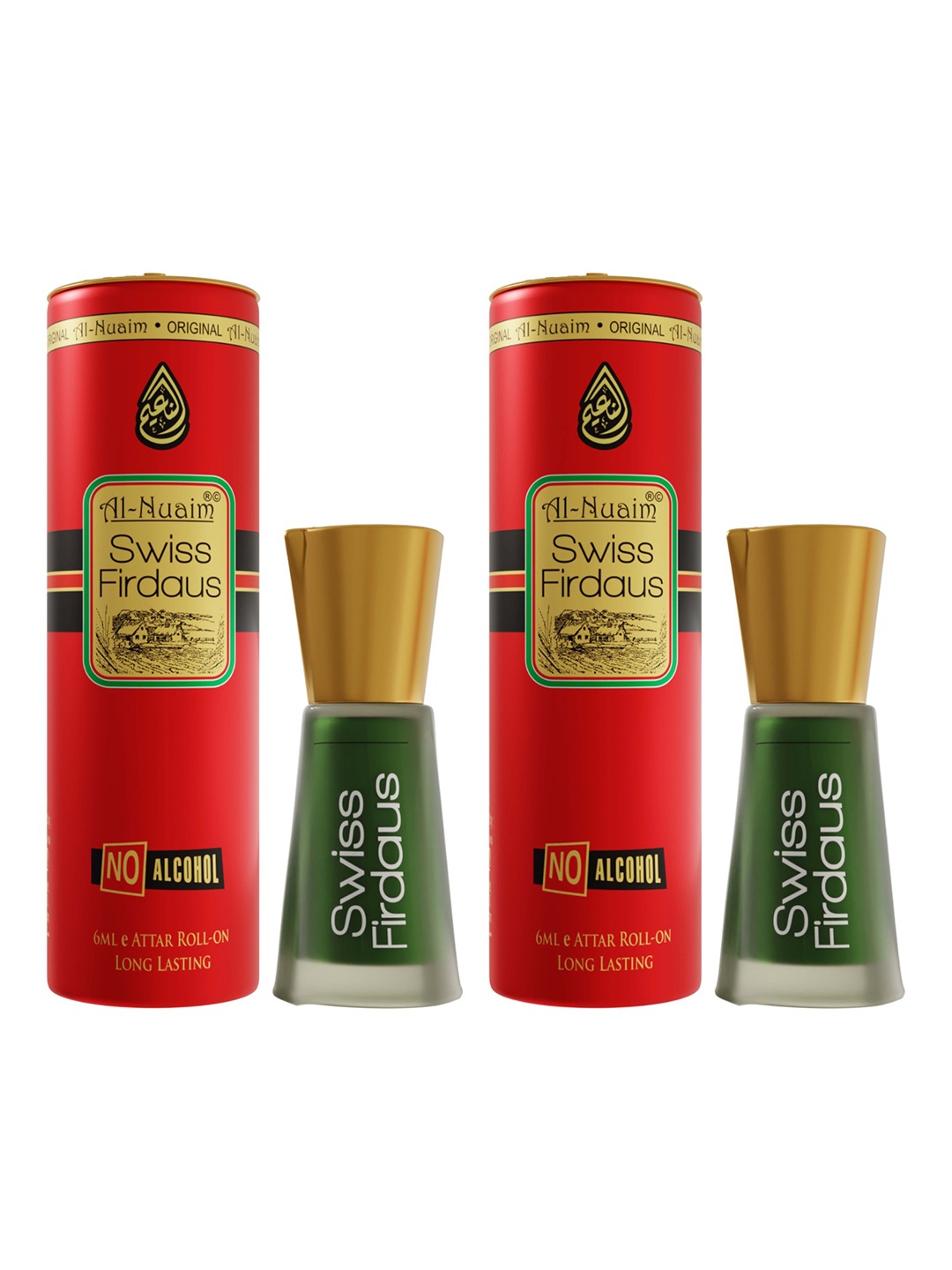 Al-Nuaim Excel Series Set of 2 Swiss Firdaus Alcohol-Free Attar Roll-On - 6 ml each, Red
Al-Nuaim Excel Series Set of 2 Swiss Firdaus Alcohol-Free Attar Roll-On - 6 ml each, Red