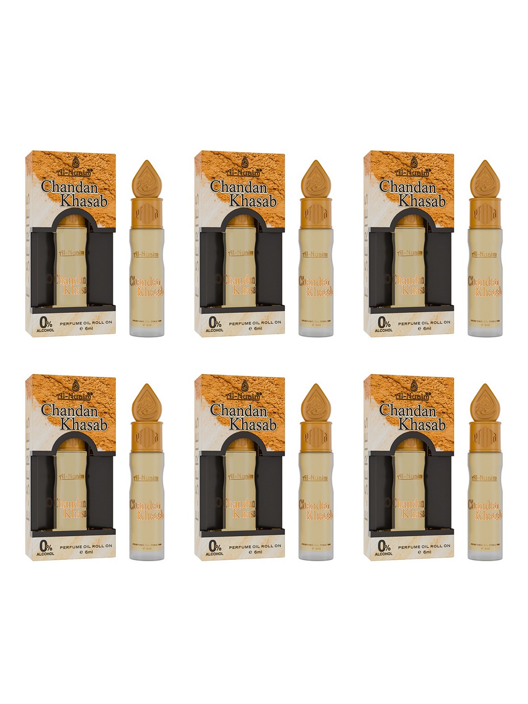 Al-Nuaim E-Series Set of 6 Chandan Khasab Alcohol Free Attar Roll-On - 6 ml each, White
Al-Nuaim E-Series Set of 6 Chandan Khasab Alcohol Free Attar Roll-On - 6 ml each, White