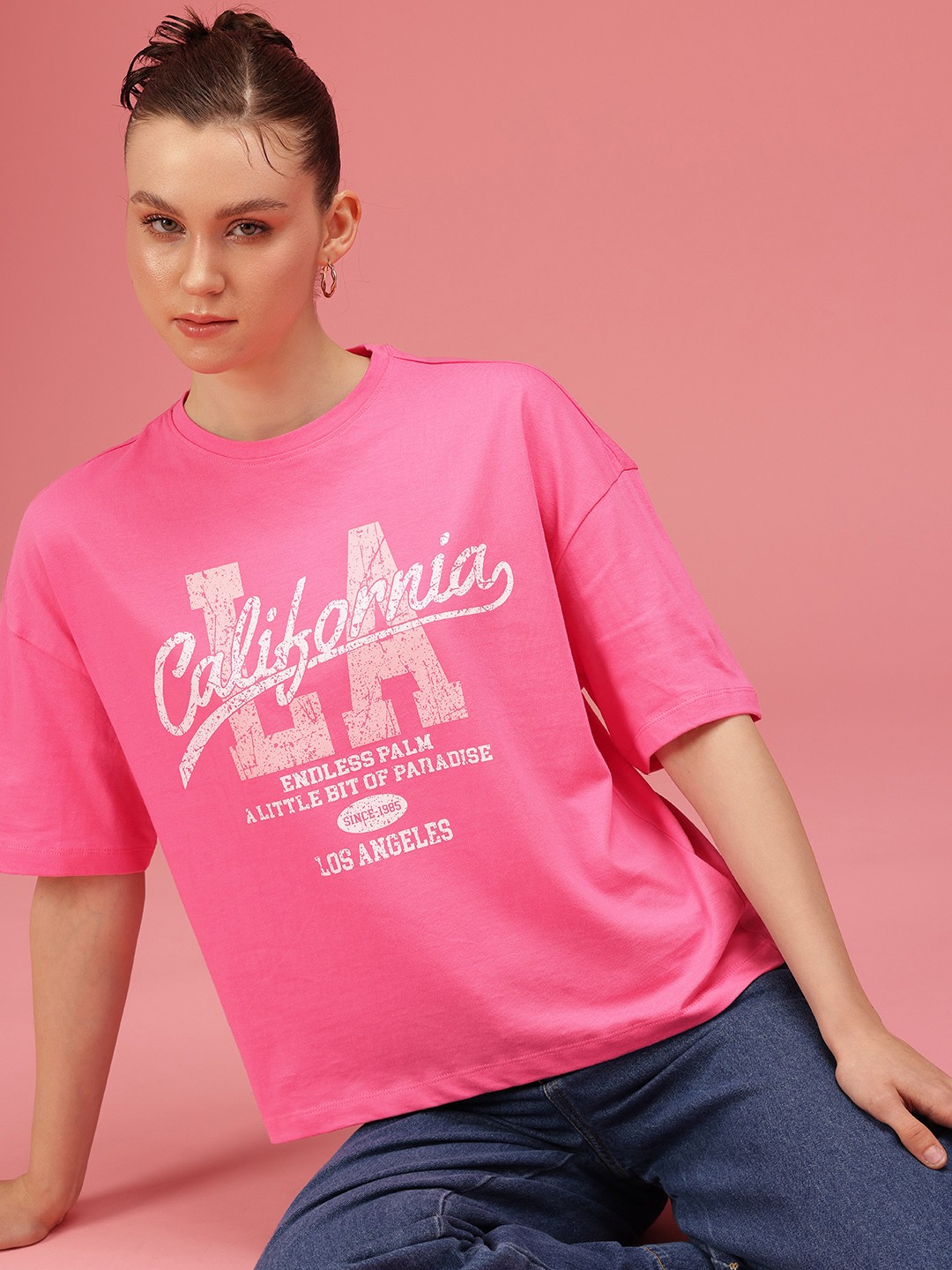 DressBerry Typography Printed Drop-Shoulder Sleeves Relaxed Fit Pure Cotton T-shirt, Pink
DressBerry Typography Printed Drop-Shoulder Sleeves Relaxed Fit Pure Cotton T-shirt, Pink