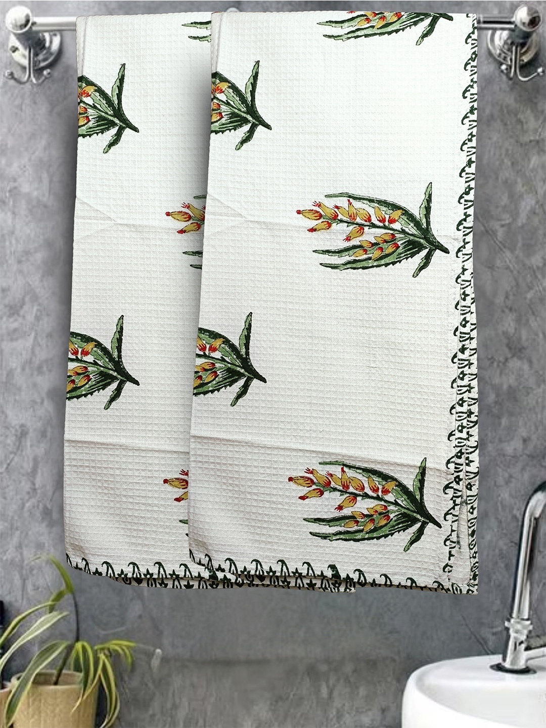 LIVING ROOTS Yellow 2 Pcs Block Printed 400 GSM Waffle Cotton Soft & Absorbent Bath Towels
LIVING ROOTS Yellow 2 Pcs Block Printed 400 GSM Waffle Cotton Soft & Absorbent Bath Towels