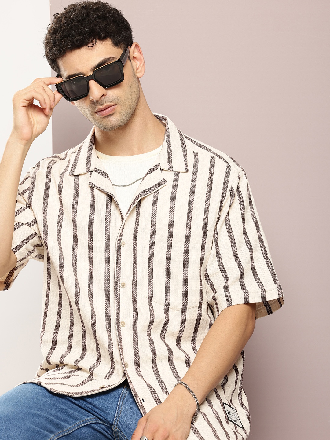 Kook N Keech Men Premium Striped Cuban Collar Relaxed Fit Pure Cotton Casual Shirt, Brown
Kook N Keech Men Premium Striped Cuban Collar Relaxed Fit Pure Cotton Casual Shirt, Brown