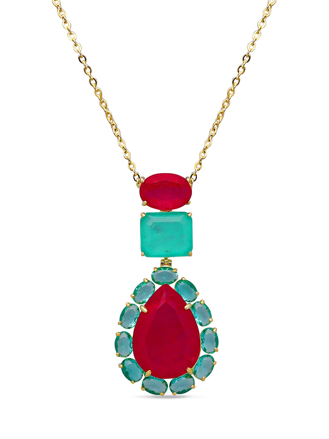 MISS JO Peacock Paradise 925 Sterling Silver Gold-Plated Stone Studded Pendant with Chain, Magenta
MISS JO Peacock Paradise 925 Sterling Silver Gold-Plated Stone Studded Pendant with Chain, Magenta