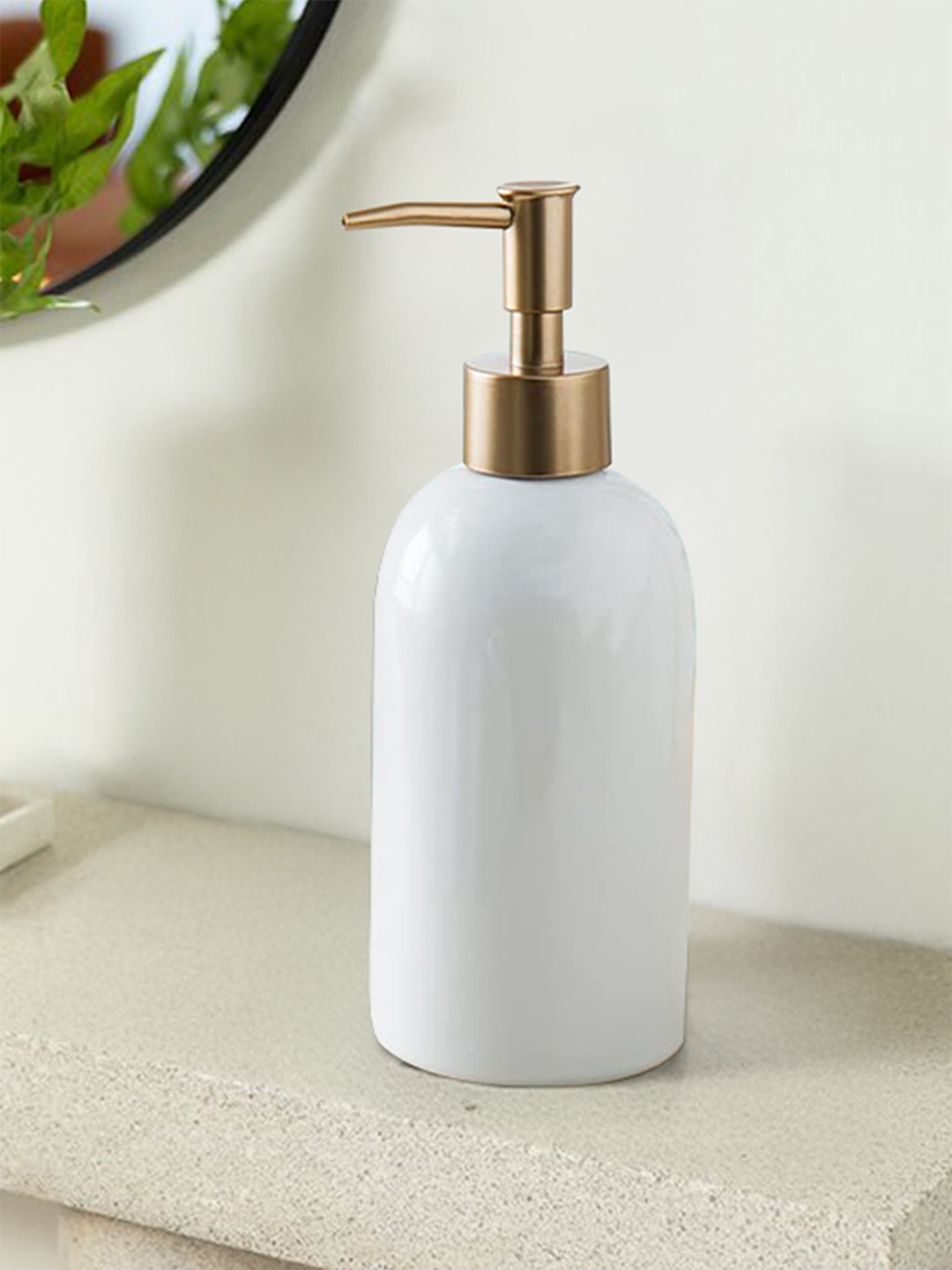 The Better Home White & Gold-Toned Ceramic Glossy Hand wash Dispenser 420 ml
The Better Home White & Gold-Toned Ceramic Glossy Hand wash Dispenser 420 ml