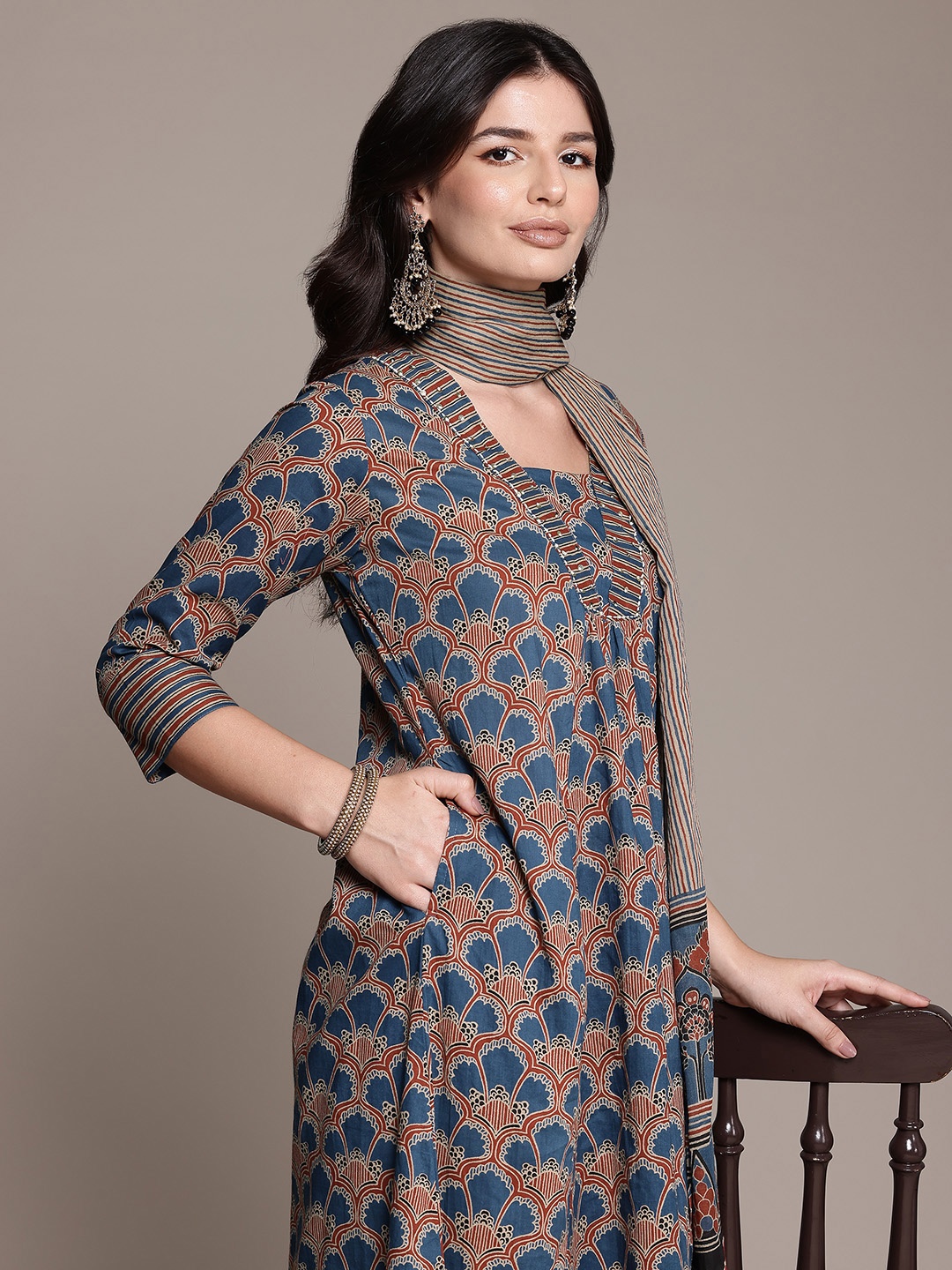 Readiprint Floral Printed Pleated Thread Work Pure Cotton Kurta Set With Dupatta, Blue
Readiprint Floral Printed Pleated Thread Work Pure Cotton Kurta Set With Dupatta, Blue