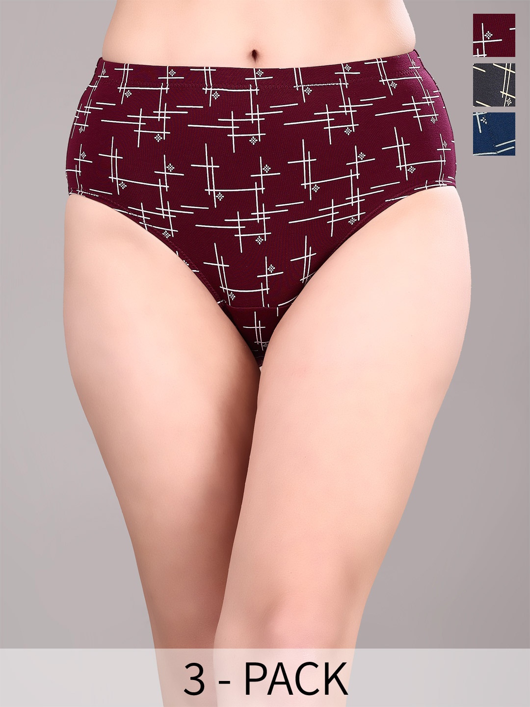 SOIE Women's High Waist Full Coverage Printed Stretch Cotton Hipster Panty (Pack of 3), Blue
SOIE Women's High Waist Full Coverage Printed Stretch Cotton Hipster Panty (Pack of 3), Blue