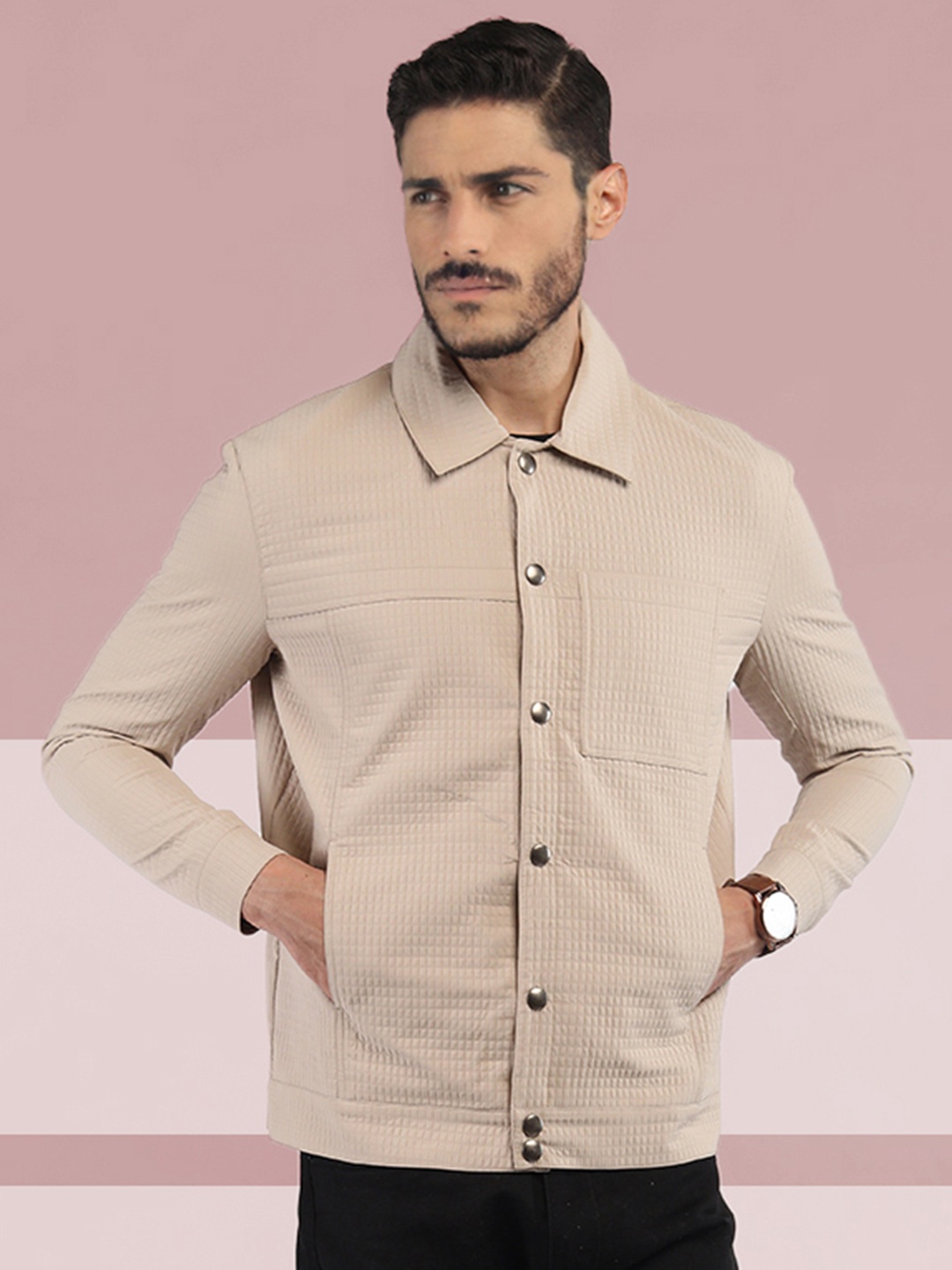 The Roadster Lifestyle Co. Men Spread Collar Self Design Corduroy Casual Tailored Jacket, Beige
The Roadster Lifestyle Co. Men Spread Collar Self Design Corduroy Casual Tailored Jacket, Beige