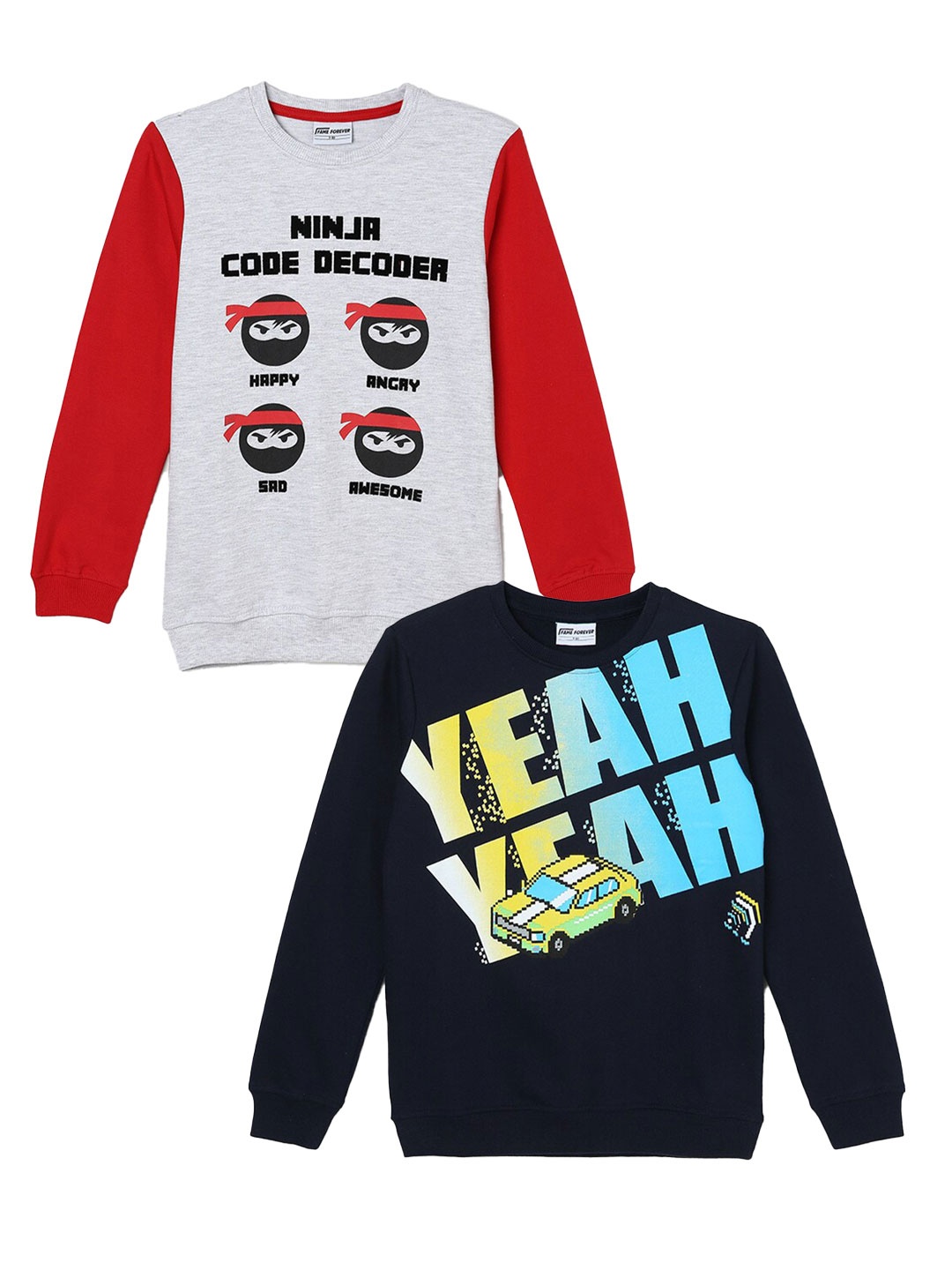 Fame Forever by Lifestyle Boys Printed Long Sleeves Pure Cotton Pullover - Pack of 2, Navy blue
Fame Forever by Lifestyle Boys Printed Long Sleeves Pure Cotton Pullover - Pack of 2, Navy blue