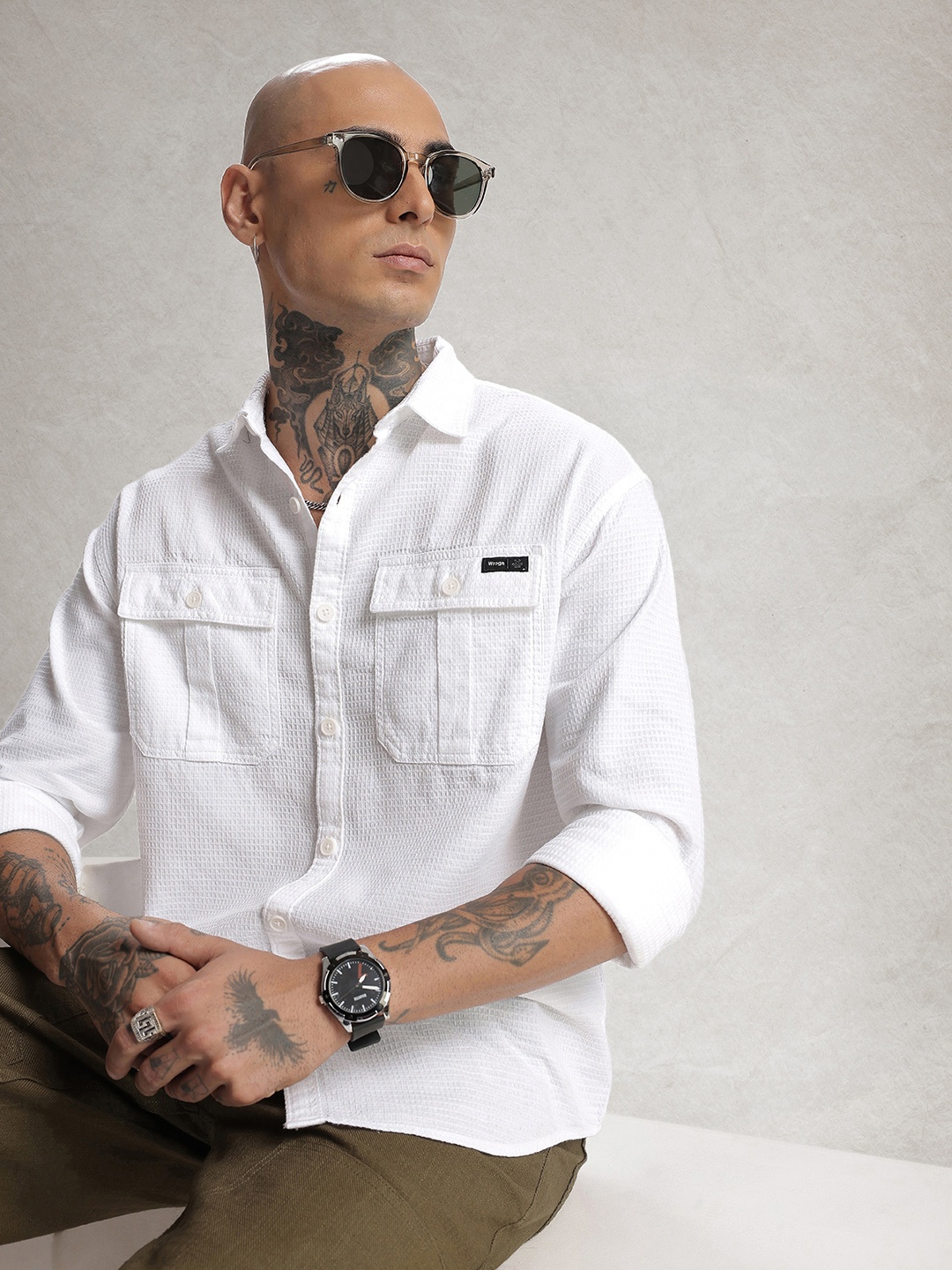 WROGN Oversized Geometric Self Design Drop-Shoulder Sleeves Pure Cotton Casual Shirt, White
WROGN Oversized Geometric Self Design Drop-Shoulder Sleeves Pure Cotton Casual Shirt, White