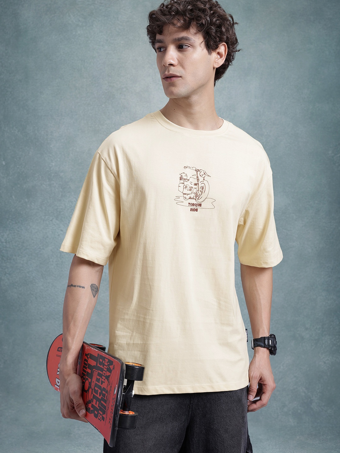 The Roadster Life Co. Printed Drop-Shoulder Sleeves Pure Cotton Relaxed T-shirt, Cream
The Roadster Life Co. Printed Drop-Shoulder Sleeves Pure Cotton Relaxed T-shirt, Cream