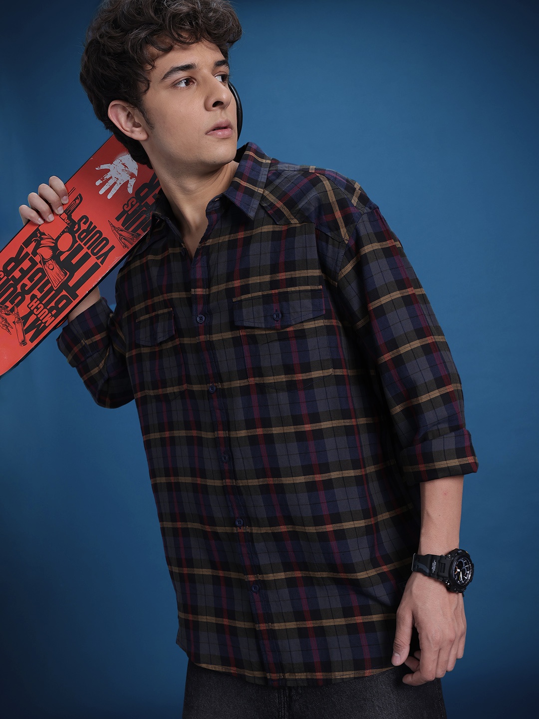The Roadster Life Co. Tartan Checks Pure Cotton Relaxed Fit Opaque Casual Shirt, Navy blue
The Roadster Life Co. Tartan Checks Pure Cotton Relaxed Fit Opaque Casual Shirt, Navy blue