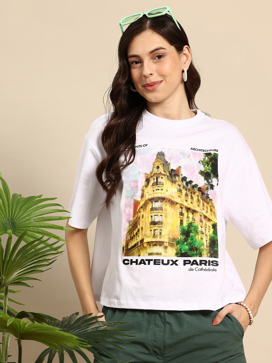 Mast & Harbour Graphic Printed Drop-Shoulder Sleeves Relaxed Fit Pure Cotton T-shirt, White
Mast & Harbour Graphic Printed Drop-Shoulder Sleeves Relaxed Fit Pure Cotton T-shirt, White