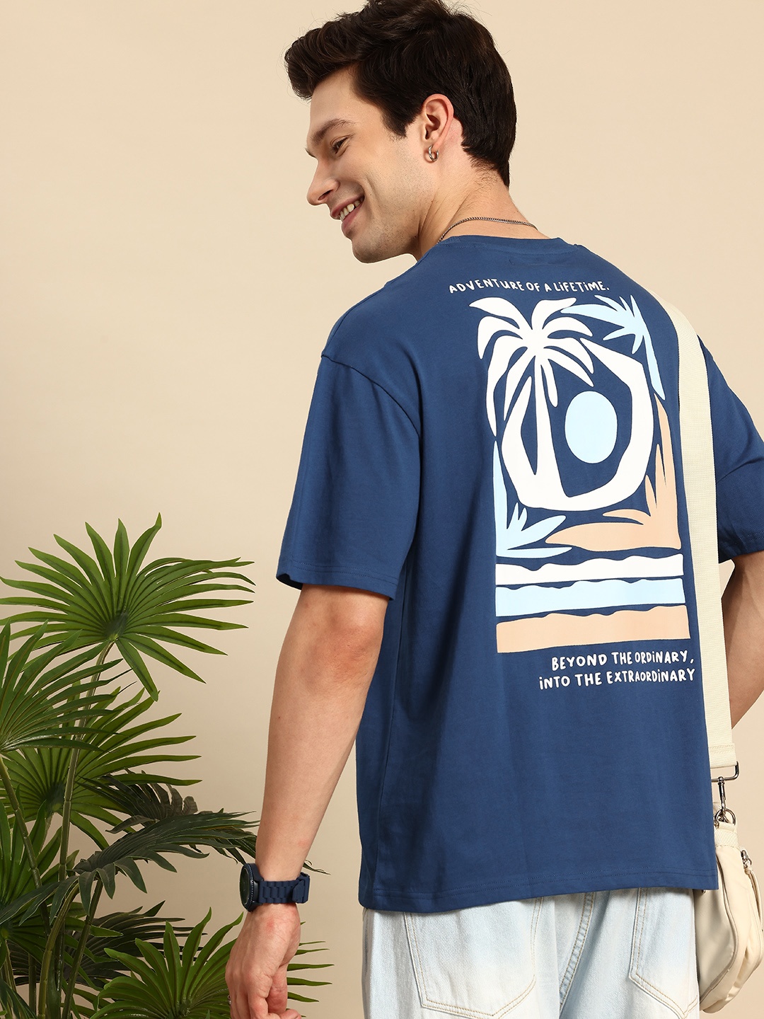 Mast & Harbour Graphic Printed Drop-Shoulder Sleeves Oversized Pure Cotton T-shirt, Navy blue
Mast & Harbour Graphic Printed Drop-Shoulder Sleeves Oversized Pure Cotton T-shirt, Navy blue