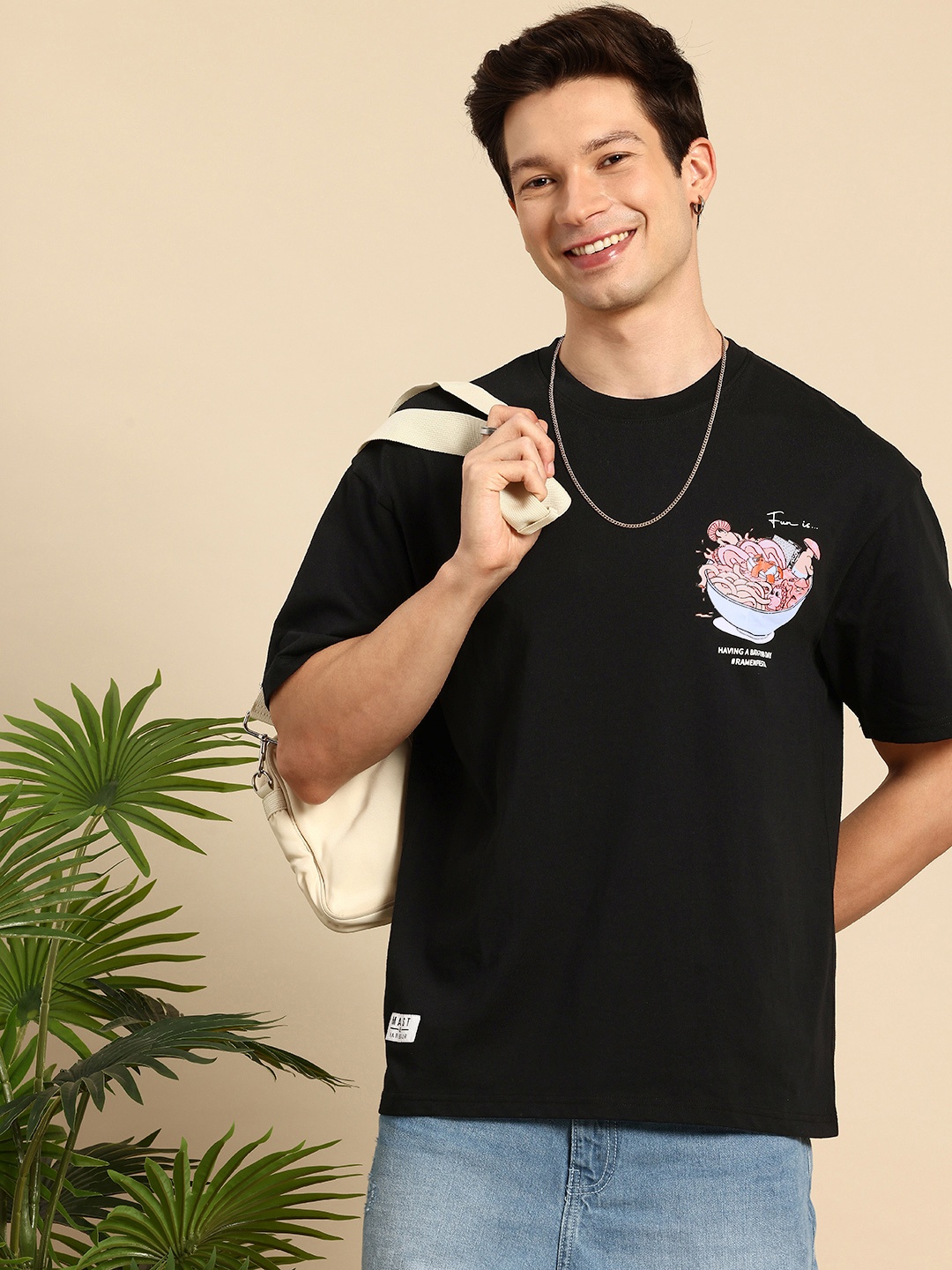 Mast & Harbour Oversized Fit Graphic Printed Drop-Shoulder Sleeves Pure Cotton T-shirt, Black
Mast & Harbour Oversized Fit Graphic Printed Drop-Shoulder Sleeves Pure Cotton T-shirt, Black
