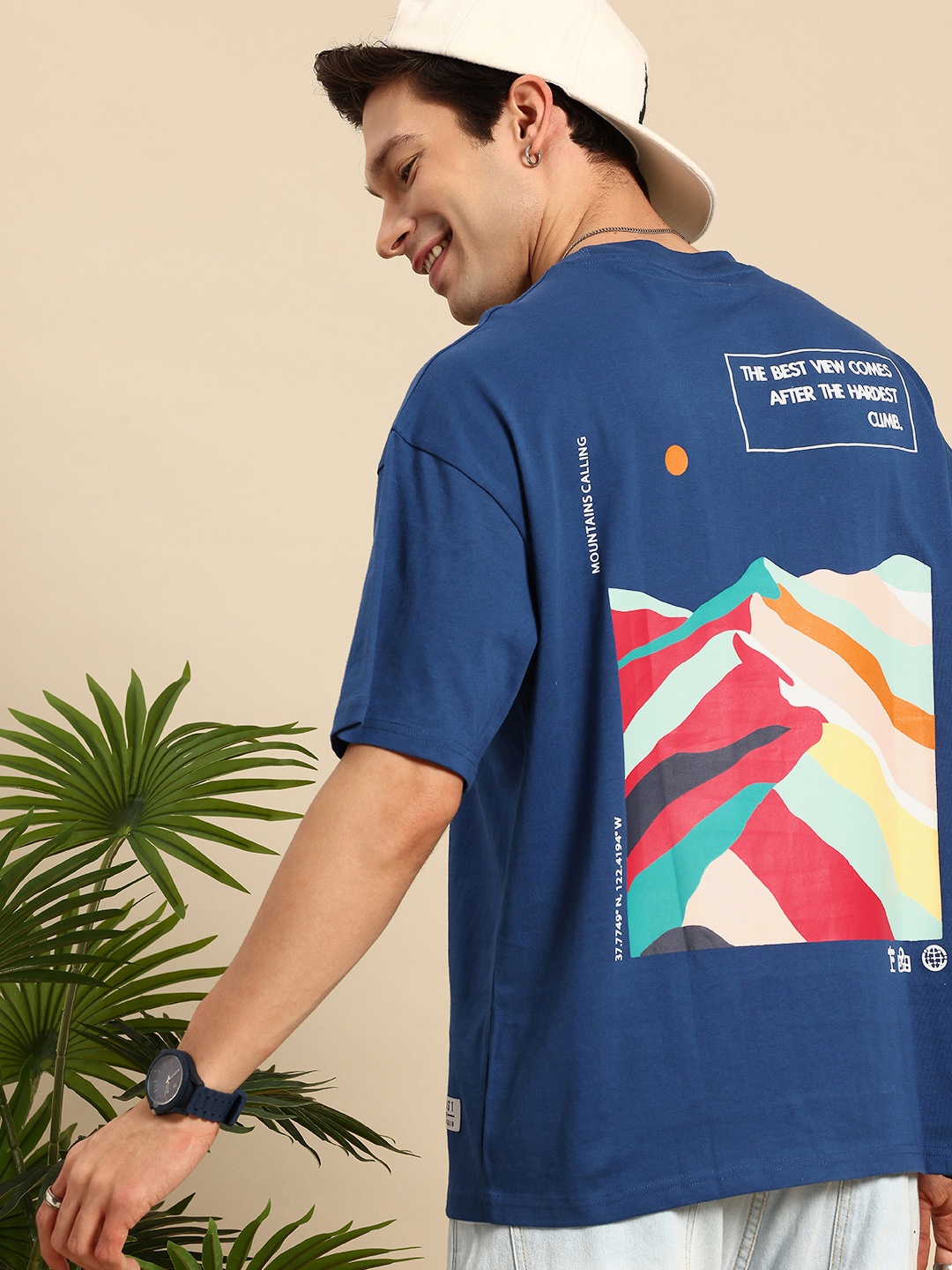 Mast & Harbour Graphic Printed Drop-Shoulder Sleeves Oversized Pure Cotton T-shirt, Navy blue
Mast & Harbour Graphic Printed Drop-Shoulder Sleeves Oversized Pure Cotton T-shirt, Navy blue