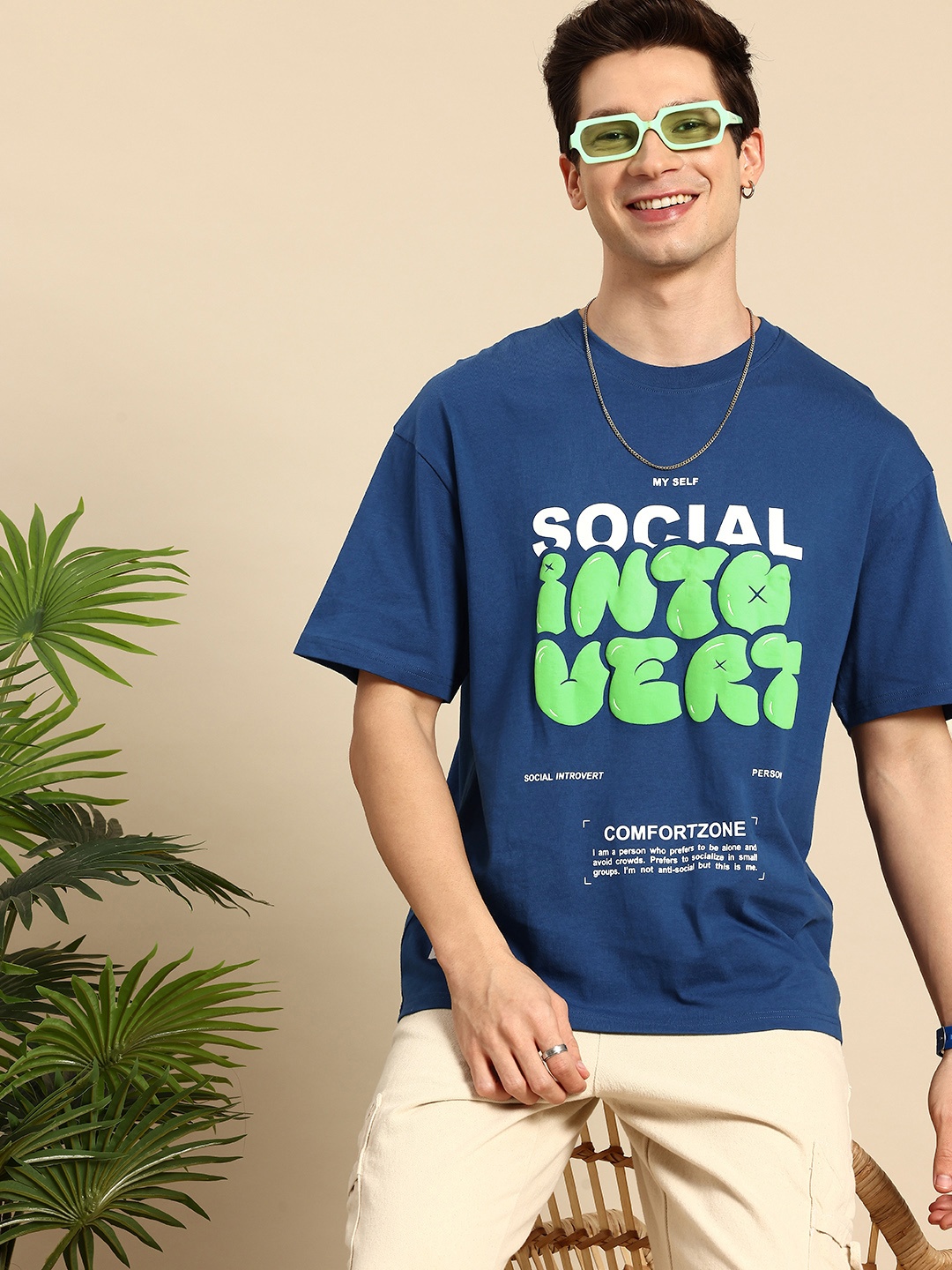 Mast & Harbour Typography Printed Drop-Shoulder Sleeves Pure Cotton Oversized T-shirt, Blue
Mast & Harbour Typography Printed Drop-Shoulder Sleeves Pure Cotton Oversized T-shirt, Blue