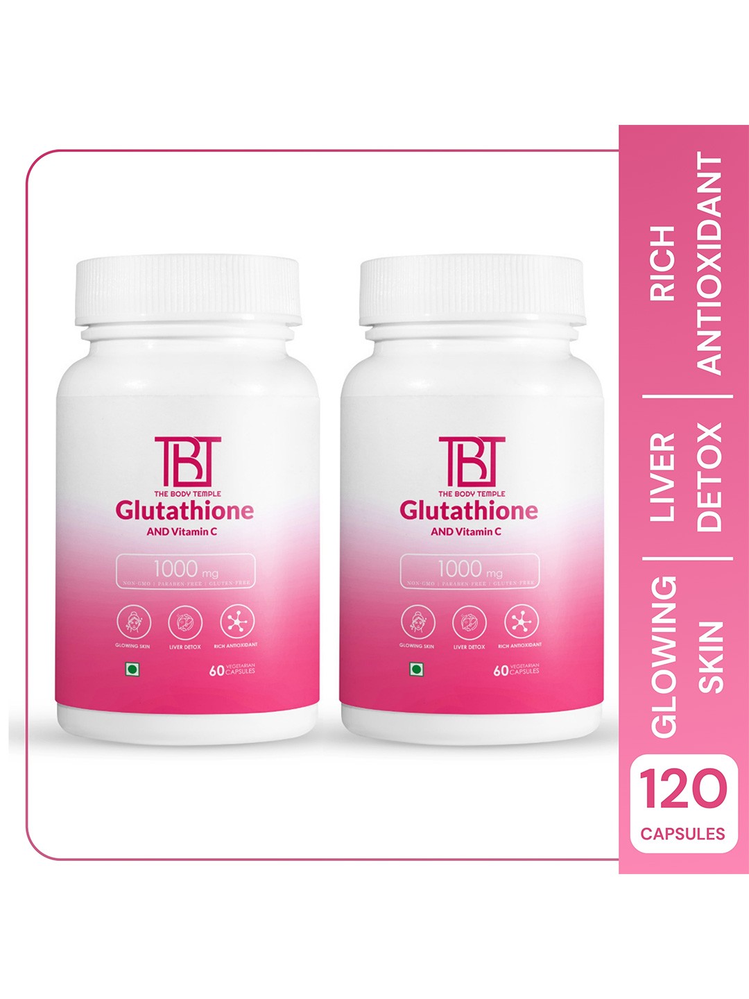 The Body Temple Set of 2 L-Glutathione & Vitamin C 1000mg Capsules - 60N Each, White
The Body Temple Set of 2 L-Glutathione & Vitamin C 1000mg Capsules - 60N Each, White