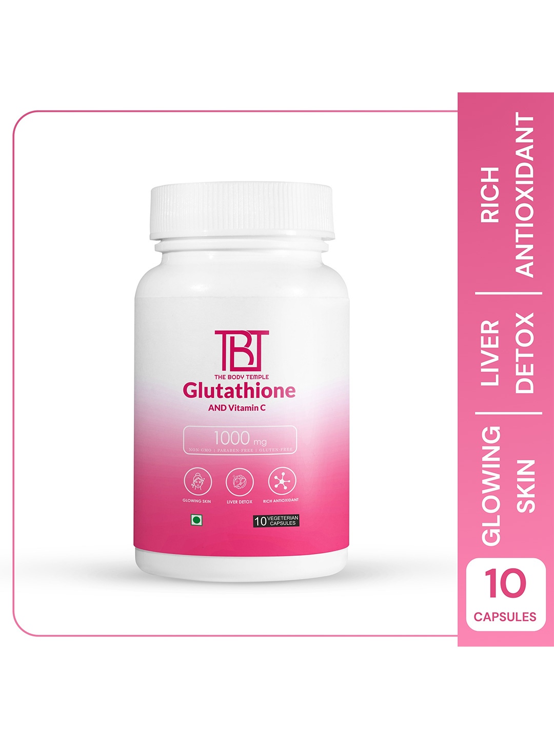 The Body Temple L-Glutathione & Vitamin C 1000mg Capsules for Radiant Skin - 10 Capsules, White
The Body Temple L-Glutathione & Vitamin C 1000mg Capsules for Radiant Skin - 10 Capsules, White