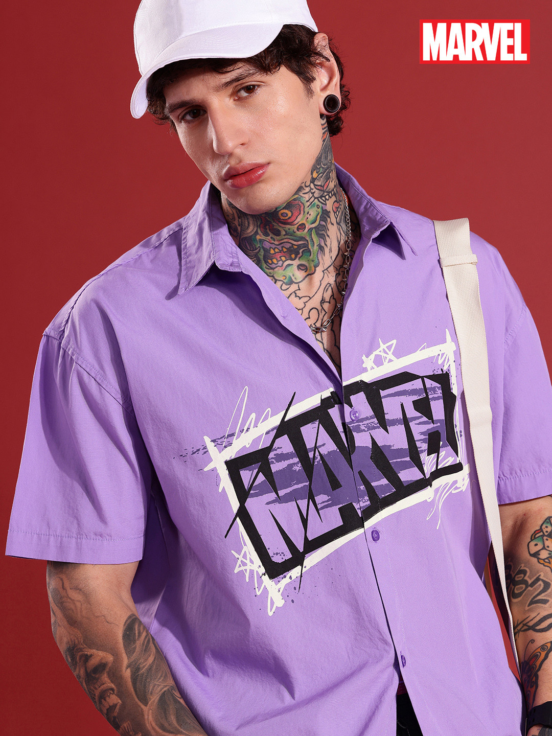 MARVEL STREET Printed Drop-Shoulder Sleeves Oversized Pure Cotton Casual Shirt, Purple
MARVEL STREET Printed Drop-Shoulder Sleeves Oversized Pure Cotton Casual Shirt, Purple