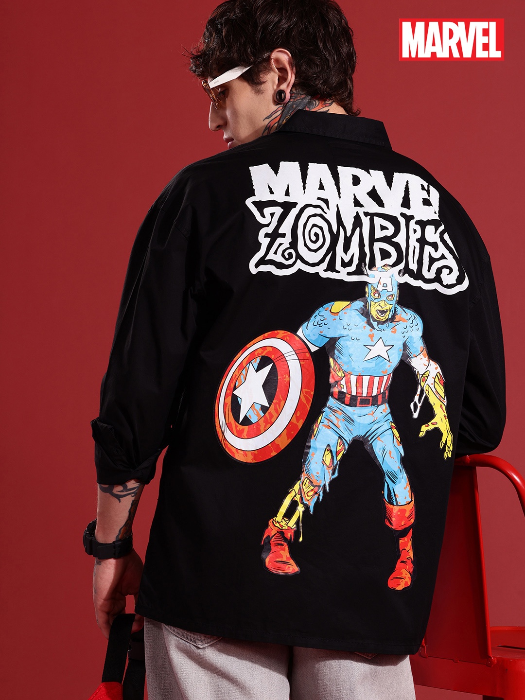 MARVEL STREET Printed Drop-Shoulder Sleeves Oversized Pure Cotton Casual Shirt, Black
MARVEL STREET Printed Drop-Shoulder Sleeves Oversized Pure Cotton Casual Shirt, Black