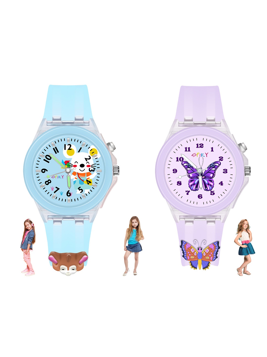 Spiky Kids Pack Of 2 Printed Dial & Embellished Straps Analogue Watch Combo_ButterflyMonk, Purple
Spiky Kids Pack Of 2 Printed Dial & Embellished Straps Analogue Watch Combo_ButterflyMonk, Purple