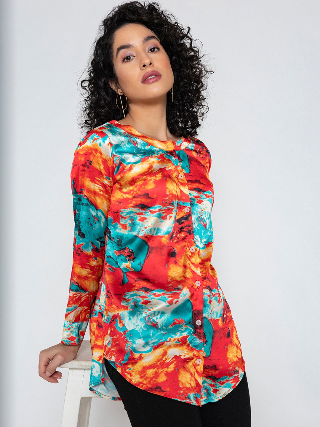Lounge Dreams Women Standard Mandarin Collar Abstract Printed Satin Casual Shirt, Red
Lounge Dreams Women Standard Mandarin Collar Abstract Printed Satin Casual Shirt, Red